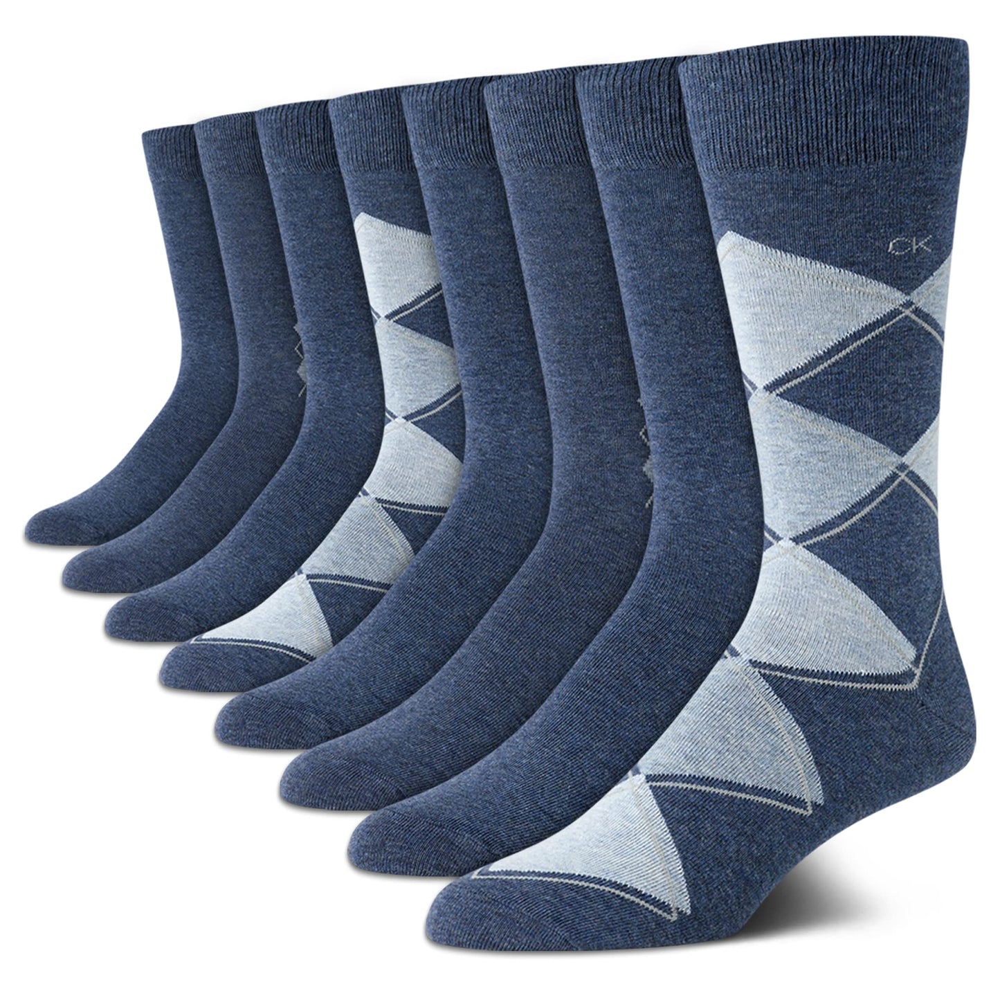 Calvin Klein Men's Dress Socks - Lightweight Cotton Blend Crew Socks (8 Pairs)