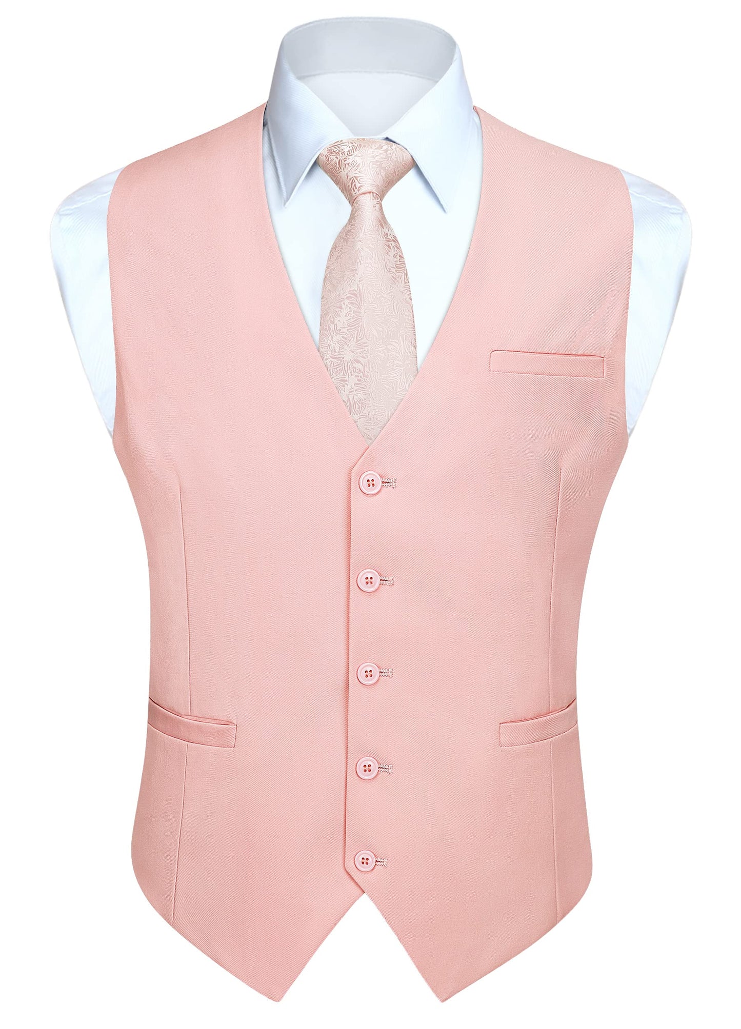 HISDERN Men's Suit Vest Business Formal Dress Waistcoat Vest with 3 Pockets for Suit or Tuxedo