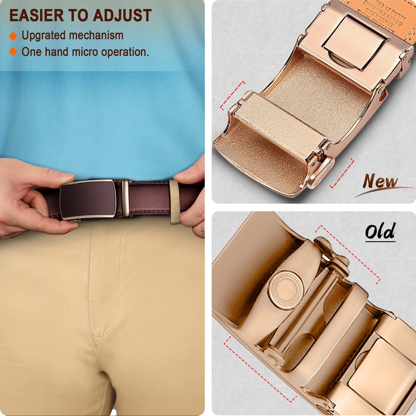 BULLIANT Men's Belt,Slide Ratchet Belt For Gift Men Dress Pant Shirt Oxfords,Trim To Fit