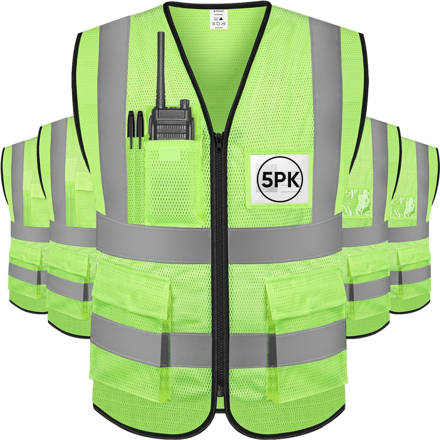 TICONN Reflective Safety Vest High Visibility Class II Mesh Vest for Women & Men Meets ANSI Standards