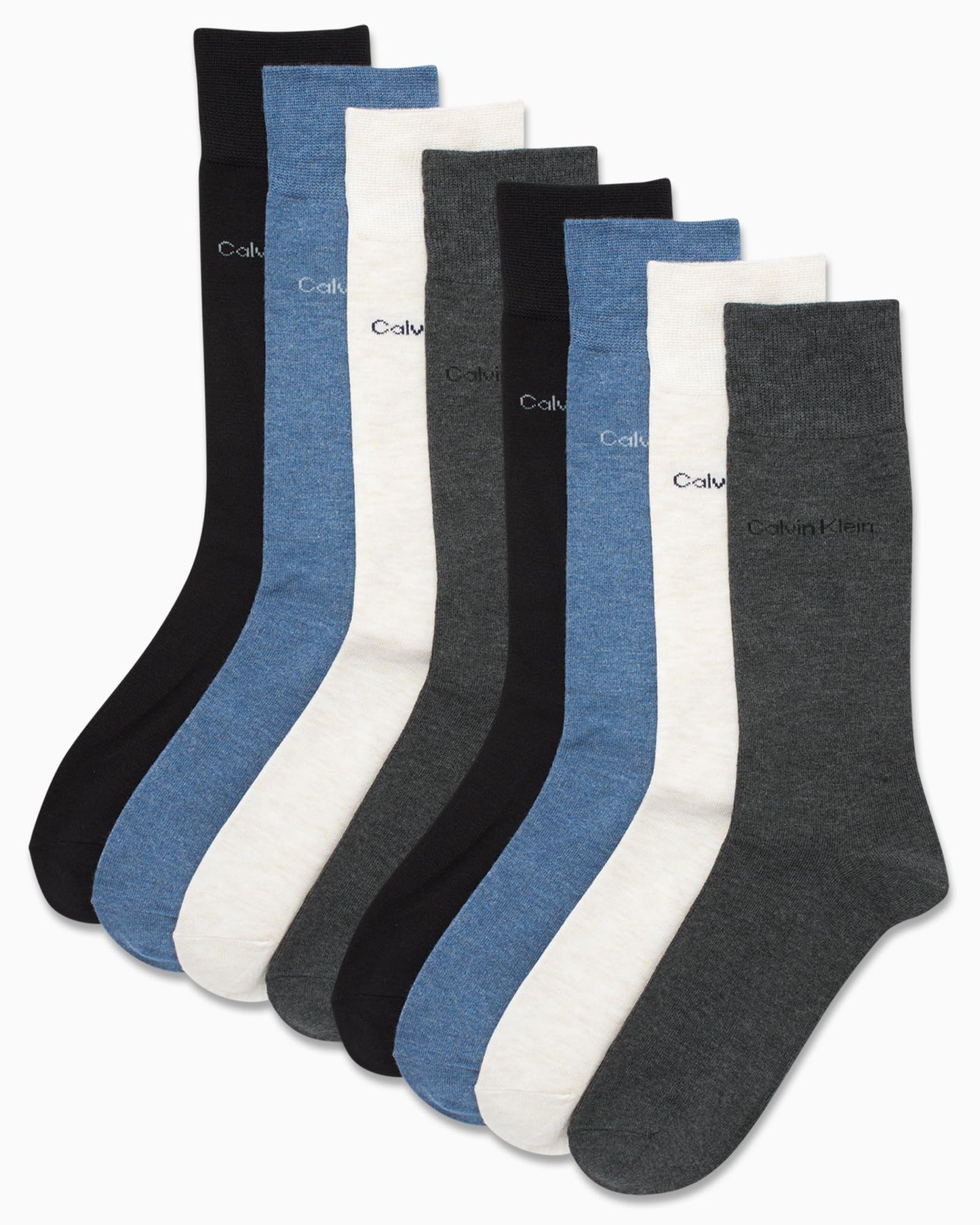 Calvin Klein Men's Dress Socks - Lightweight Cotton Blend Crew Socks (8 Pairs)