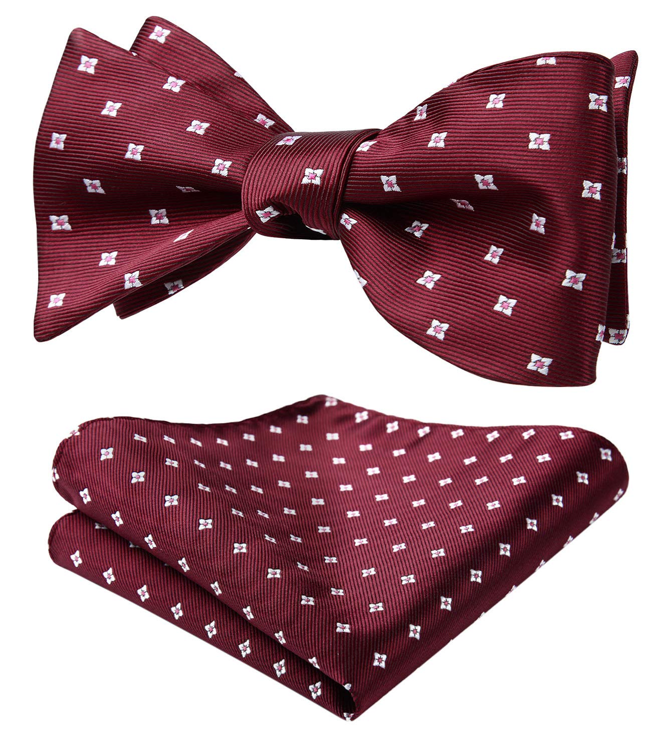 HISDERN Bow Ties for Men Floral Bowties Mens Self Tie Bow Tie Handkerchief Jacquard Woven Bowtie Pocket Square Set