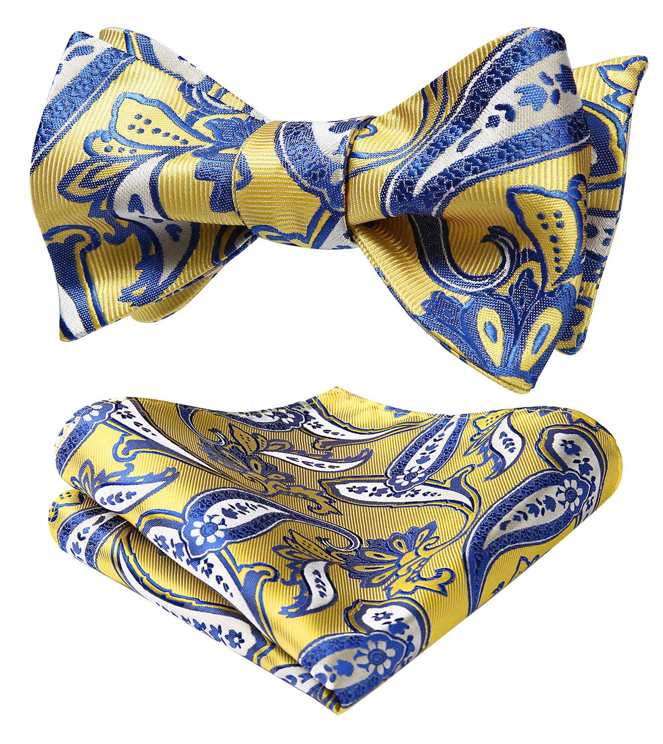 HISDERN Bow Ties for Men Paisley Bowties Mens Self Tie Bow Tie and Pocket Square Set Formal Tuxedo Wedding Bowtie