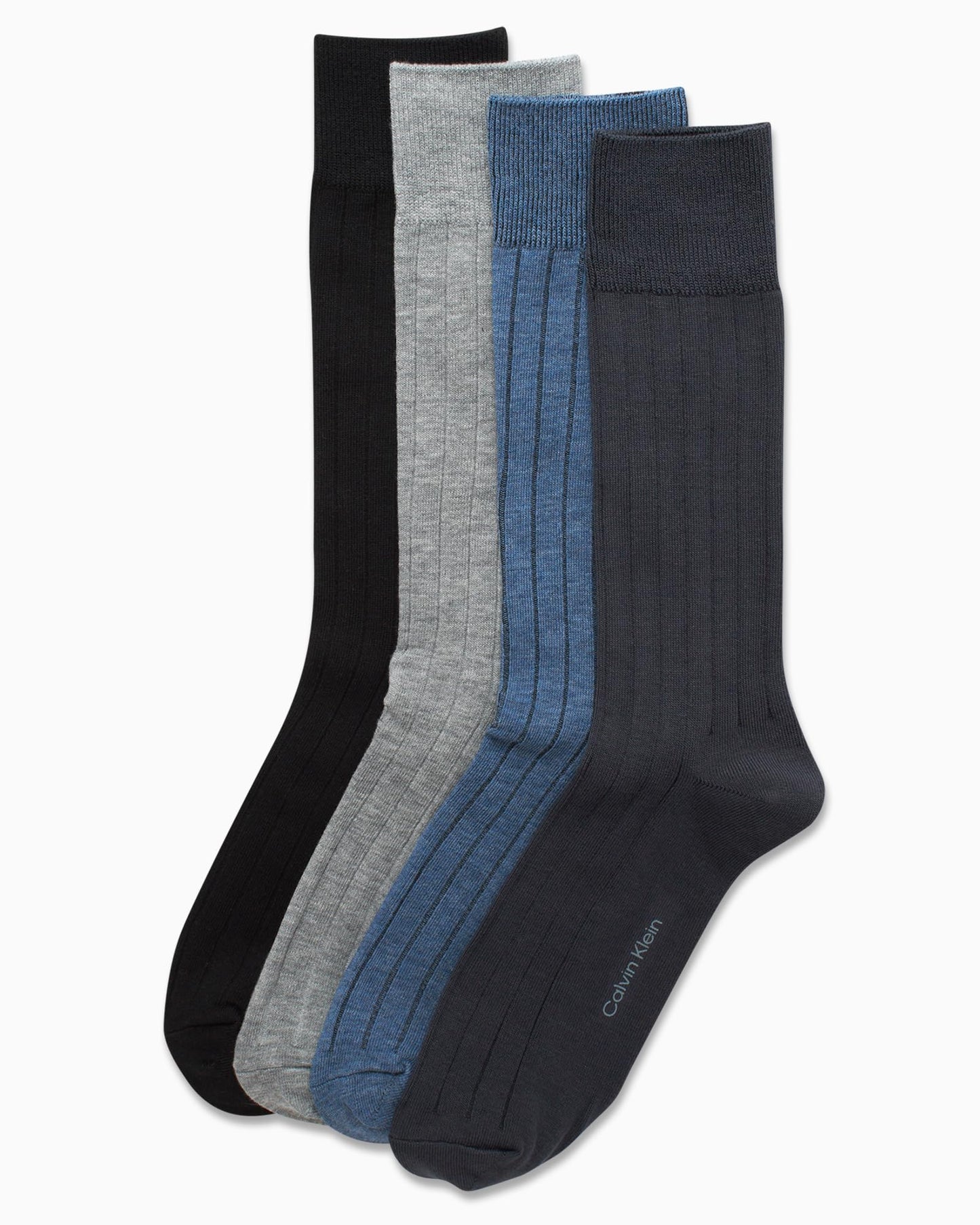 Calvin Klein Men's Crew Socks - 4 Pack Lightweight Combed Cotton Blend Dress Socks - Breathable Socks for Men (7-12)