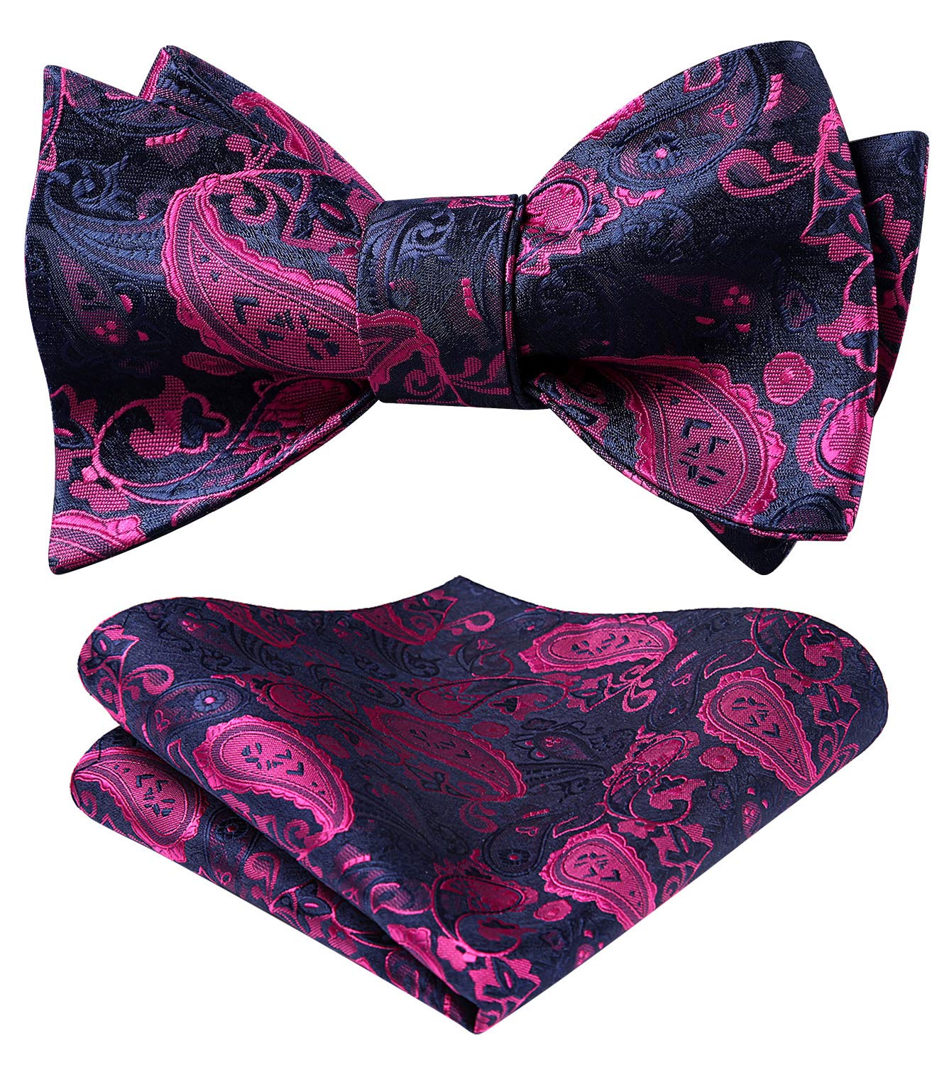 HISDERN Bow Ties for Men Paisley Bowties Mens Self Tie Bow Tie and Pocket Square Set Formal Tuxedo Wedding Bowtie