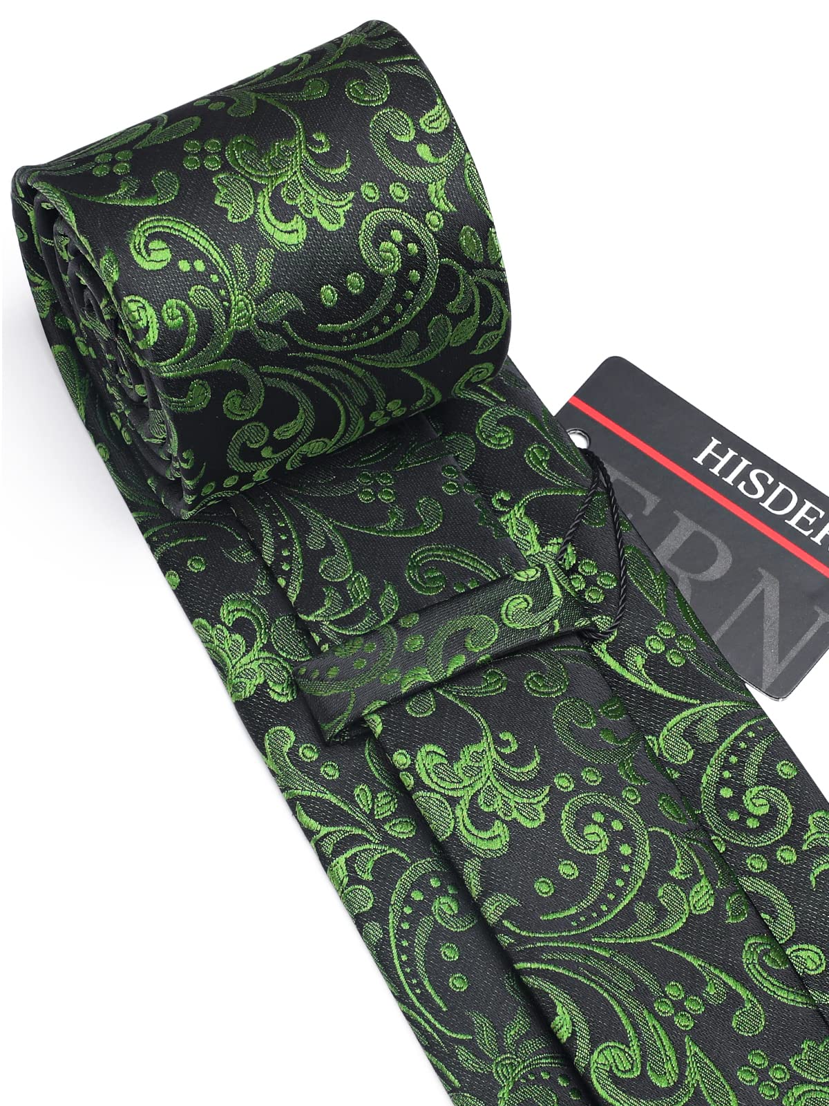 Men Floral Ties Woven Classic 3.4" NeckTie Set Formal Tie Pocket Square for Wedding with Handkerchief