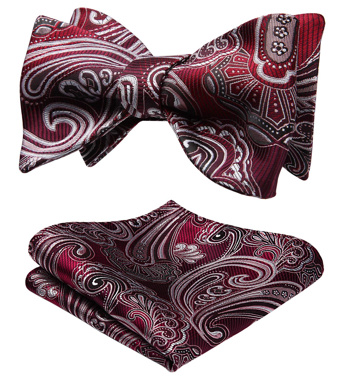 HISDERN Bow Ties for Men Paisley Bowties Mens Self Tie Bow Tie and Pocket Square Set Formal Tuxedo Wedding Bowtie