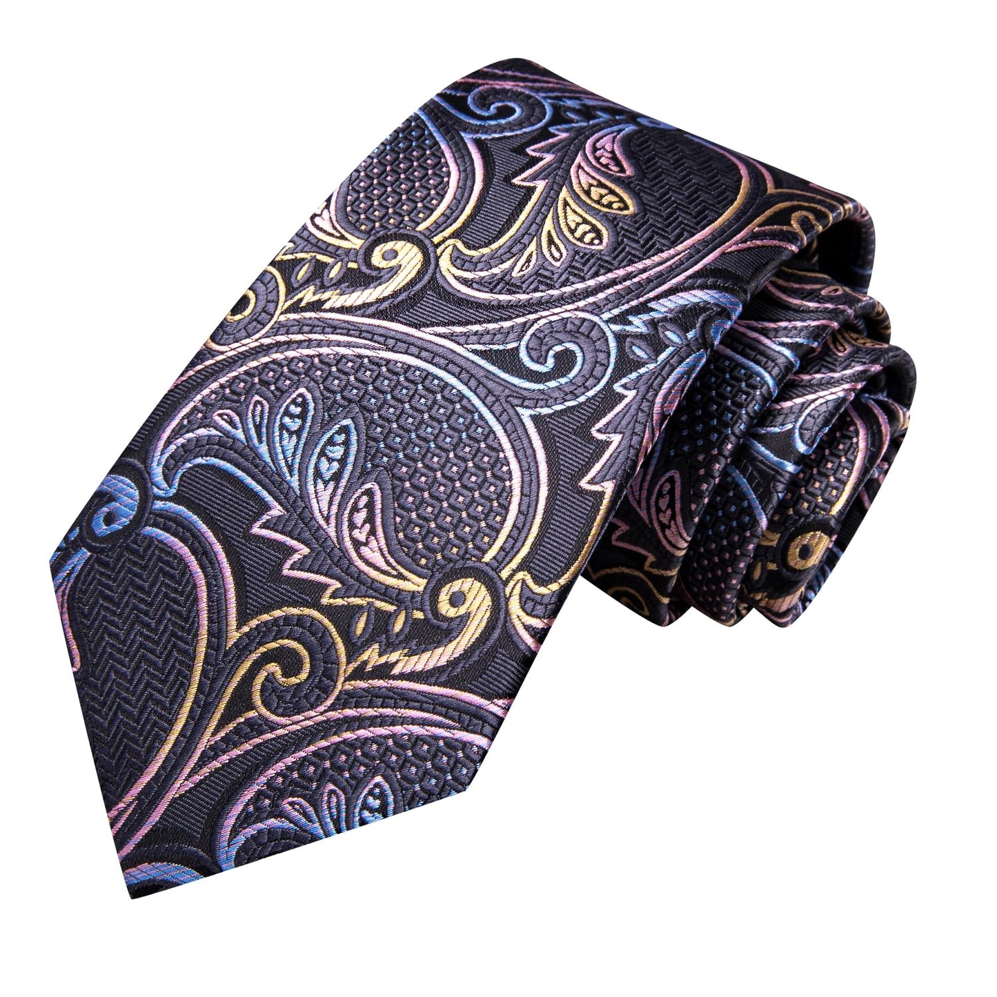 Hi-Tie Silk Paisley Ties for Men Necktie Pocket Square Cufflinks Set Foral Tie Sets Formal Business