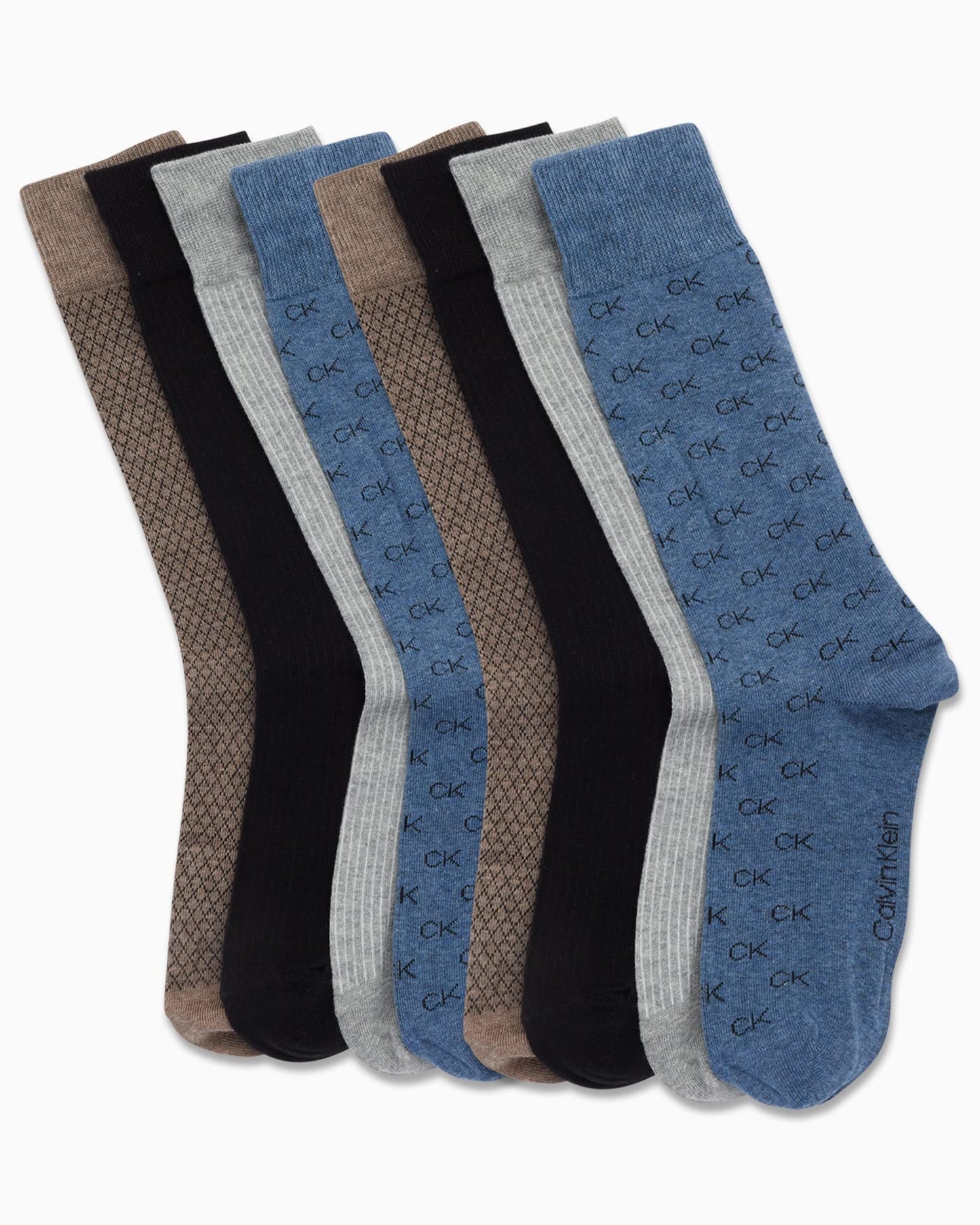 Calvin Klein Men's Dress Socks - Lightweight Cotton Blend Crew Socks (8 Pairs)