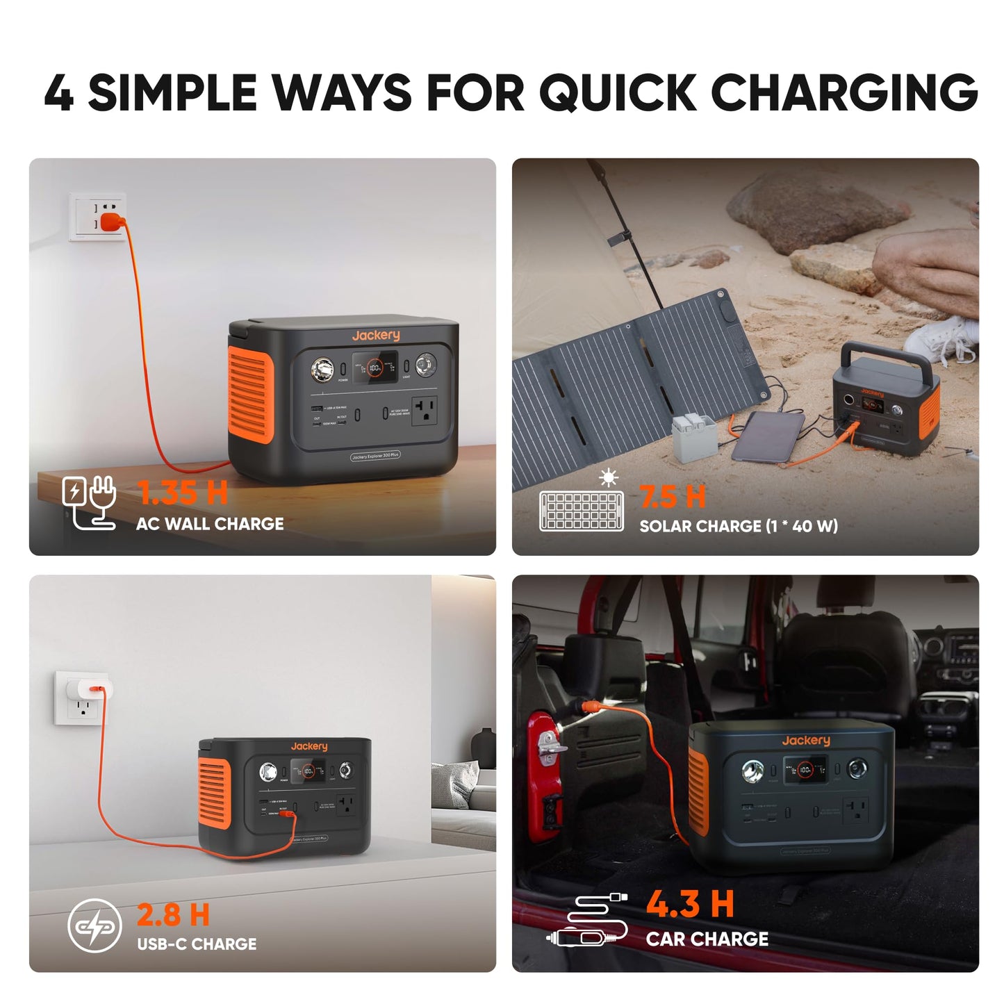 Jackery Solar Generator 300 Plus Portable Power Station with 40W Book-sized Solar Panel, 288Wh Backup LiFePO4 Battery, 300W AC Outlet, Only 5KG for RV, Outdoors, Camping, Traveling, and Emergencies