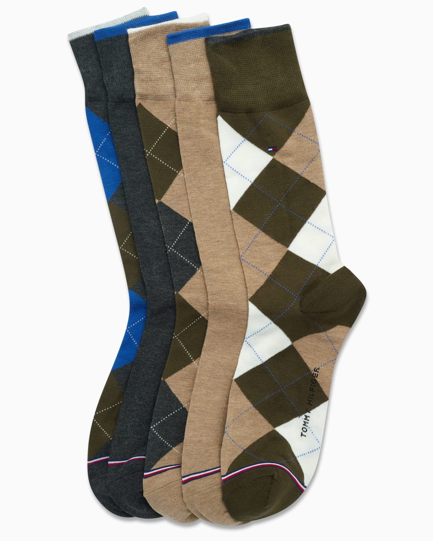 Tommy Hilfiger Men's Dress Socks - 5 Pack Lightweight Patterned Comfort Crew Socks for Men - Mens Long Work Socks (Size 7-12)