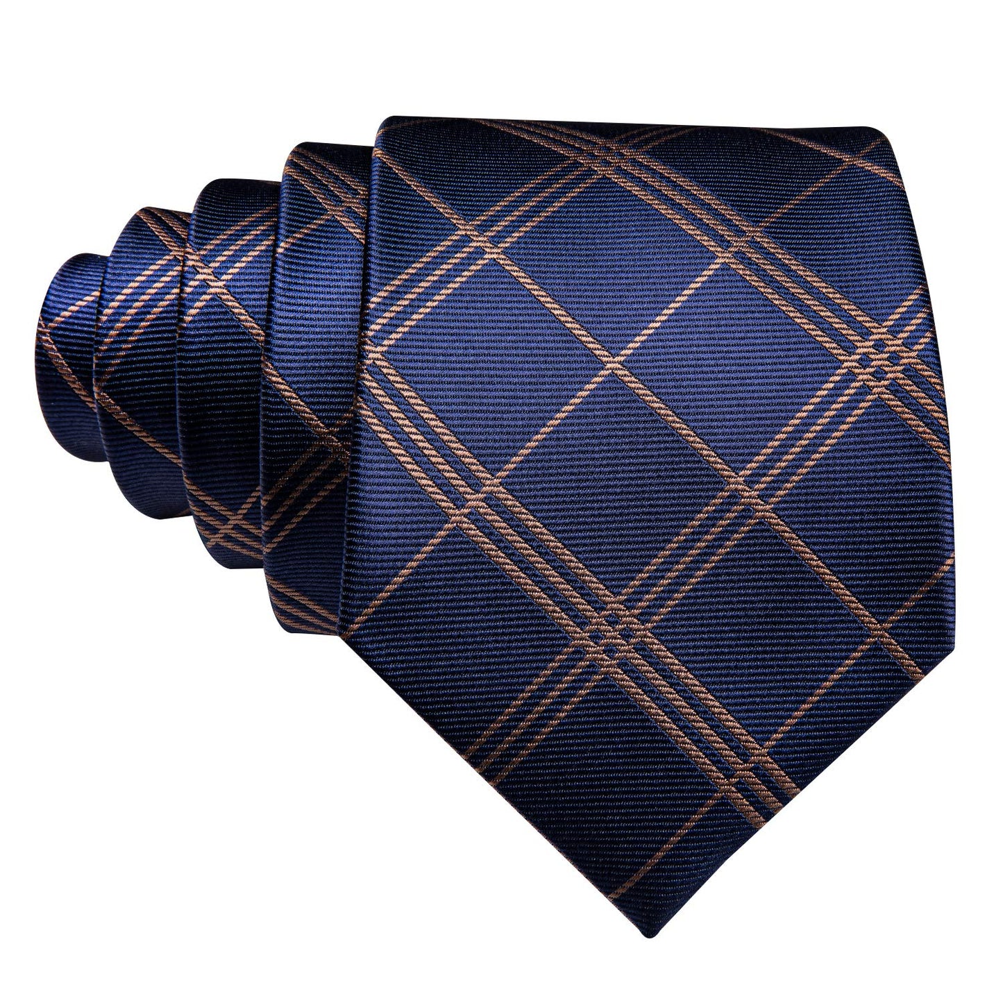 Barry.Wang Stripe Men Ties Set Classic WOVEN Necktie with Handkerchief Cufflinks Formal