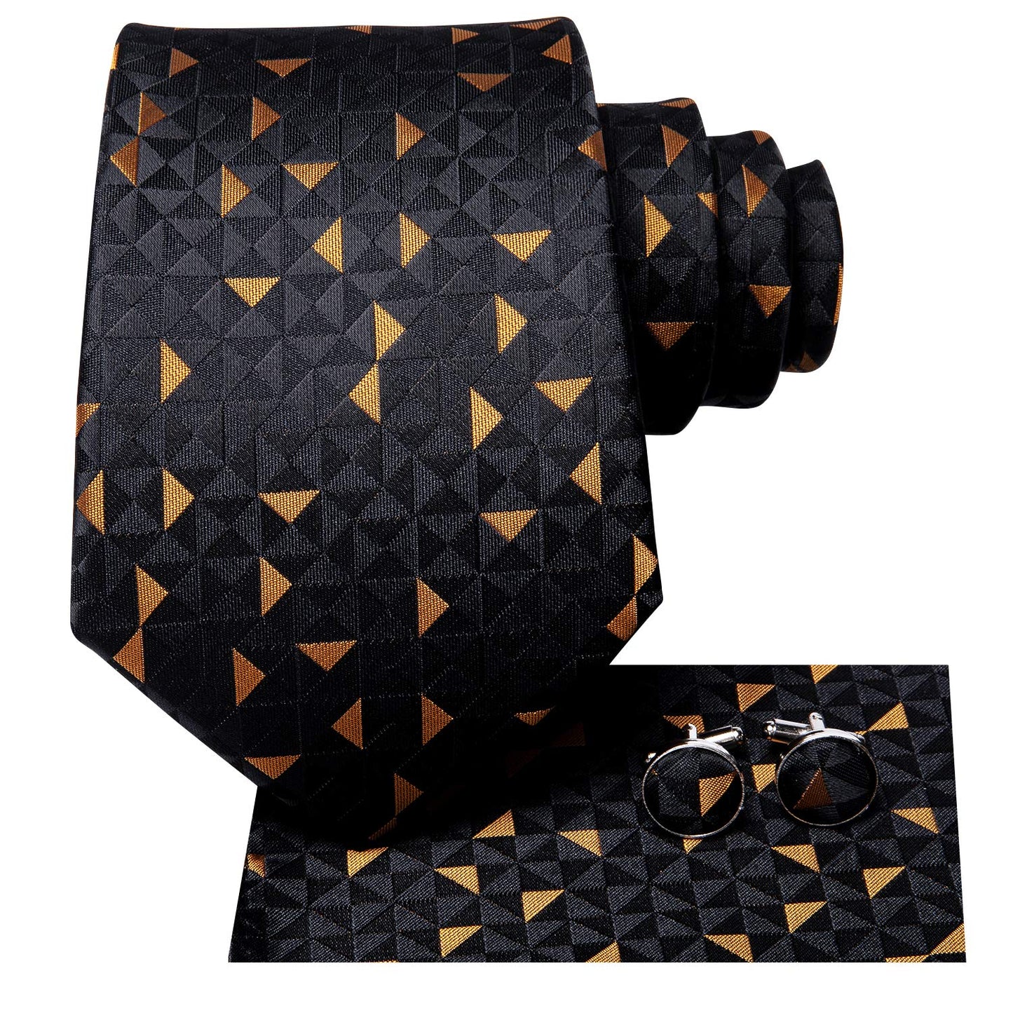 Dubulle Mens Tie Set Solid Paisley Silk Striped Necktie for Men with Cufflinks Tie and Pocket Square