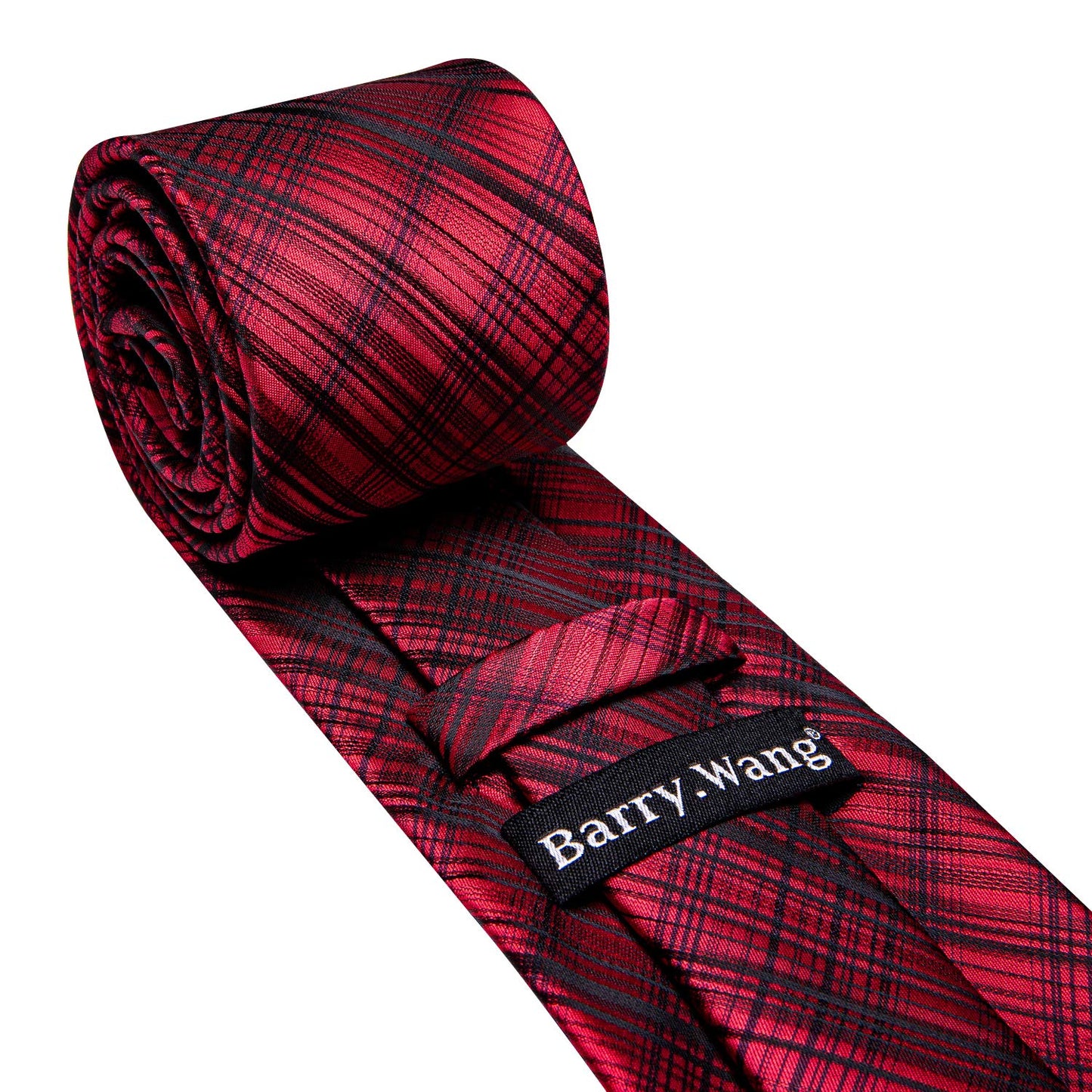 Barry.Wang Stripe Men Ties Set Classic WOVEN Necktie with Handkerchief Cufflinks Formal