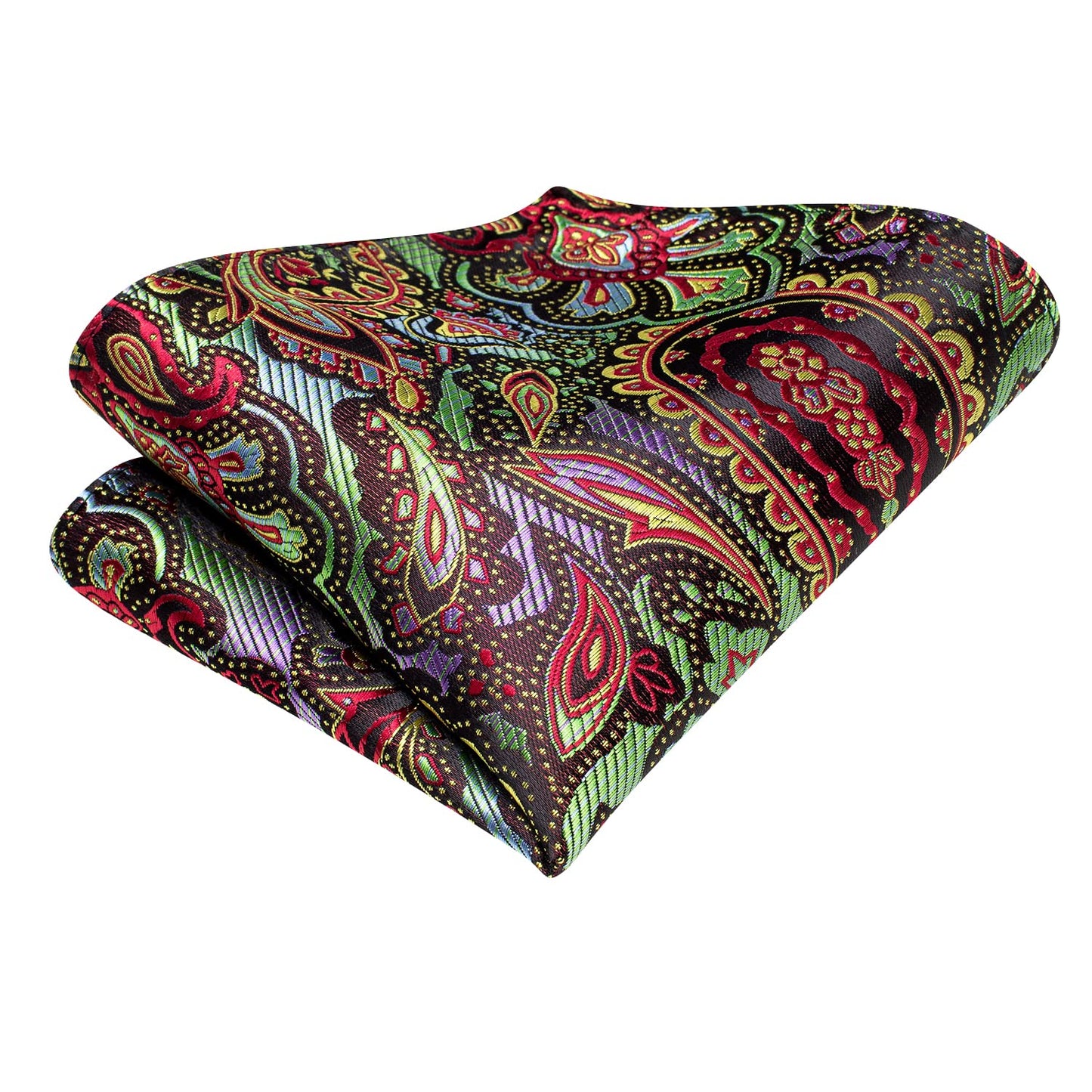 Dubulle Mens Paisley Striped Tie Silk Mens Necktie and PocketSquare Cufflinks Set Wedding Fomral Party