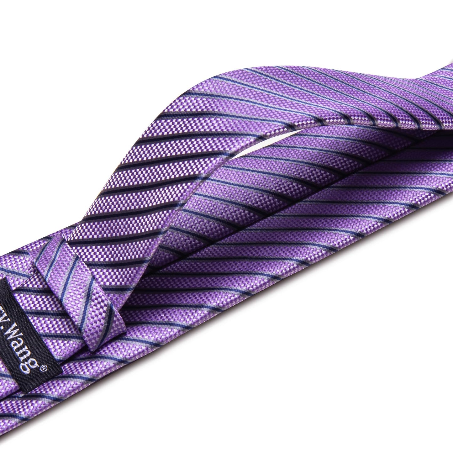 Barry.Wang Stripe Men Ties Set Classic WOVEN Necktie with Handkerchief Cufflinks Formal