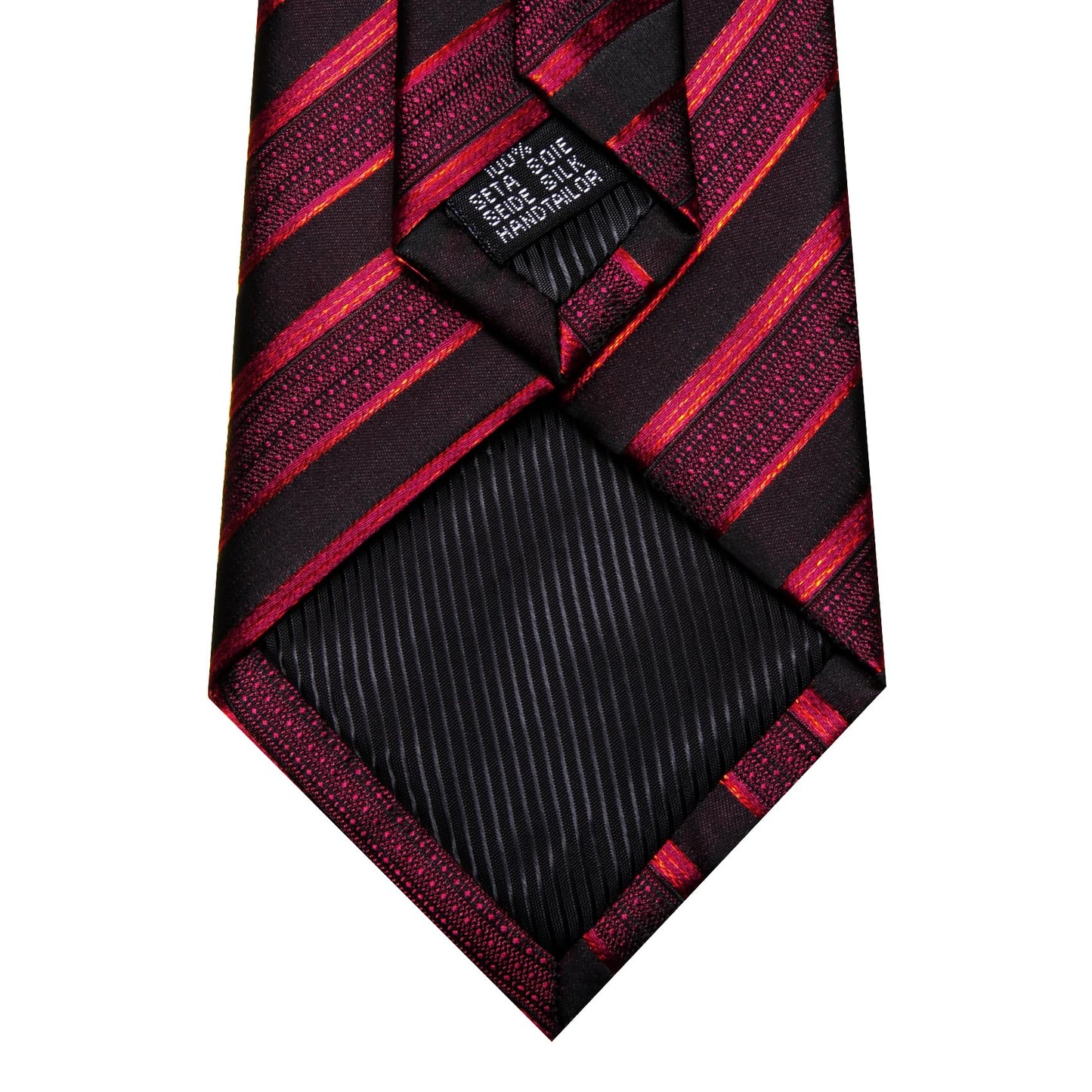 Barry.Wang Stripe Men Ties Set Classic WOVEN Necktie with Handkerchief Cufflinks Formal