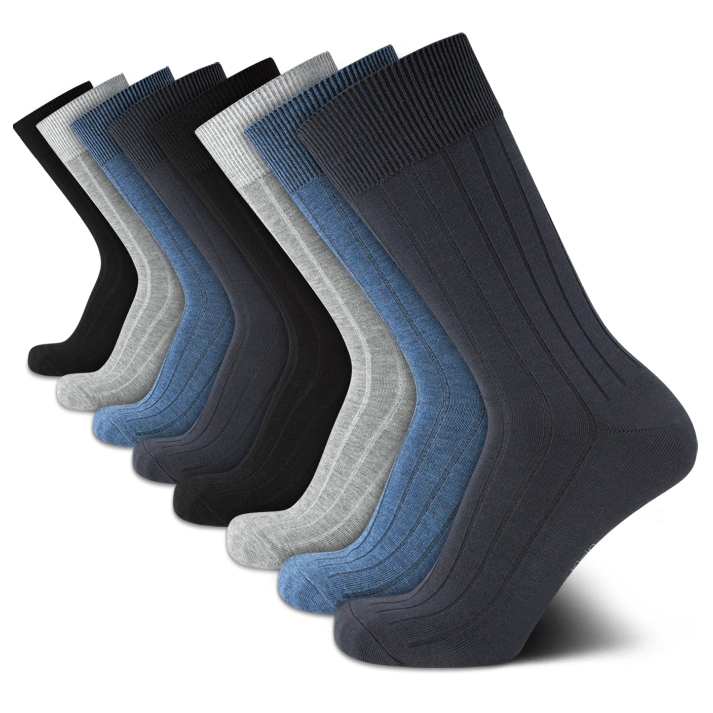 Calvin Klein Men's Dress Socks - Lightweight Cotton Blend Crew Socks (8 Pairs)