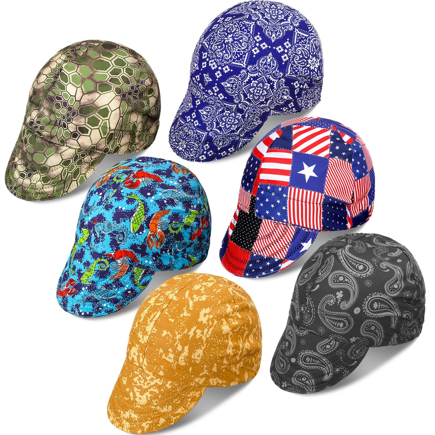 Marsui 6 Pcs Welding Caps Welding Hats Beanie for Men Women Camo Welder's Cap Welding Helmet Liners Welding Accessories Tools