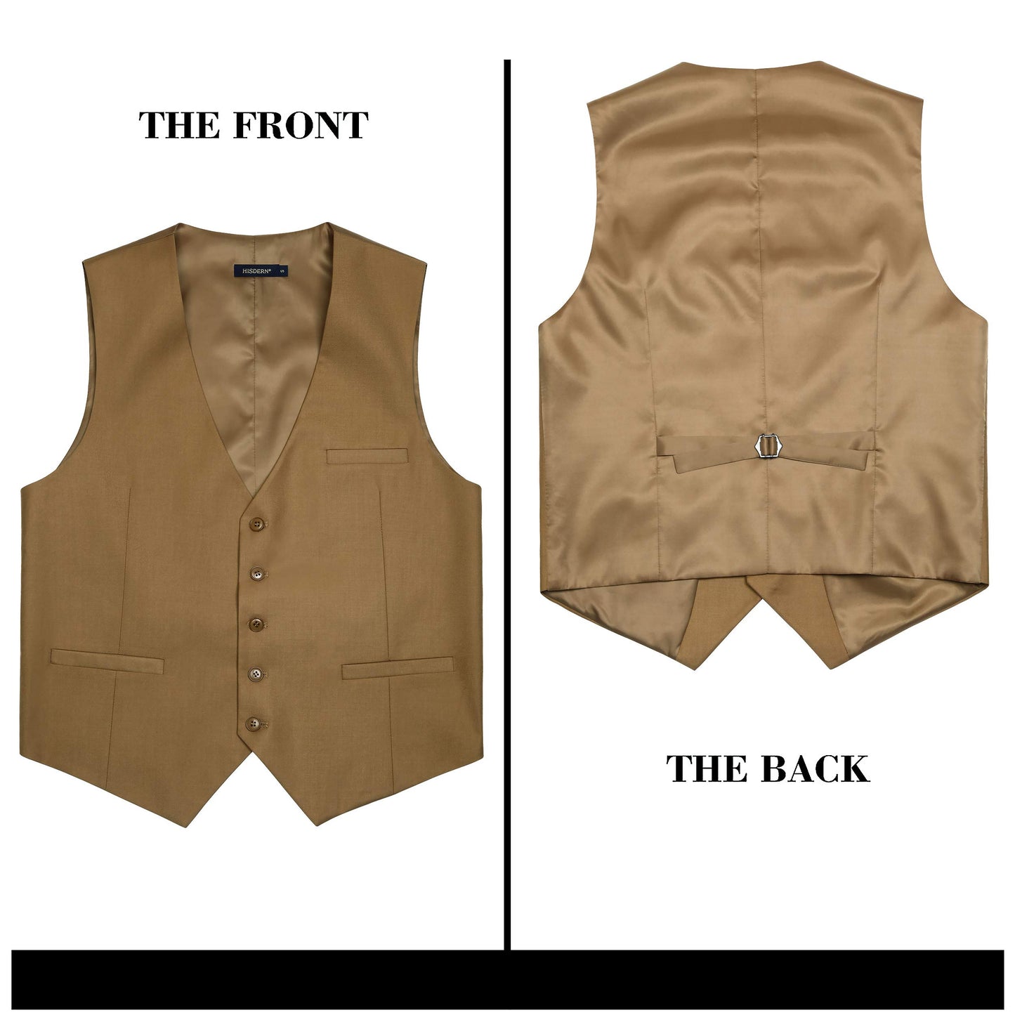 HISDERN Men's Suit Vest Business Formal Dress Waistcoat Vest with 3 Pockets for Suit or Tuxedo