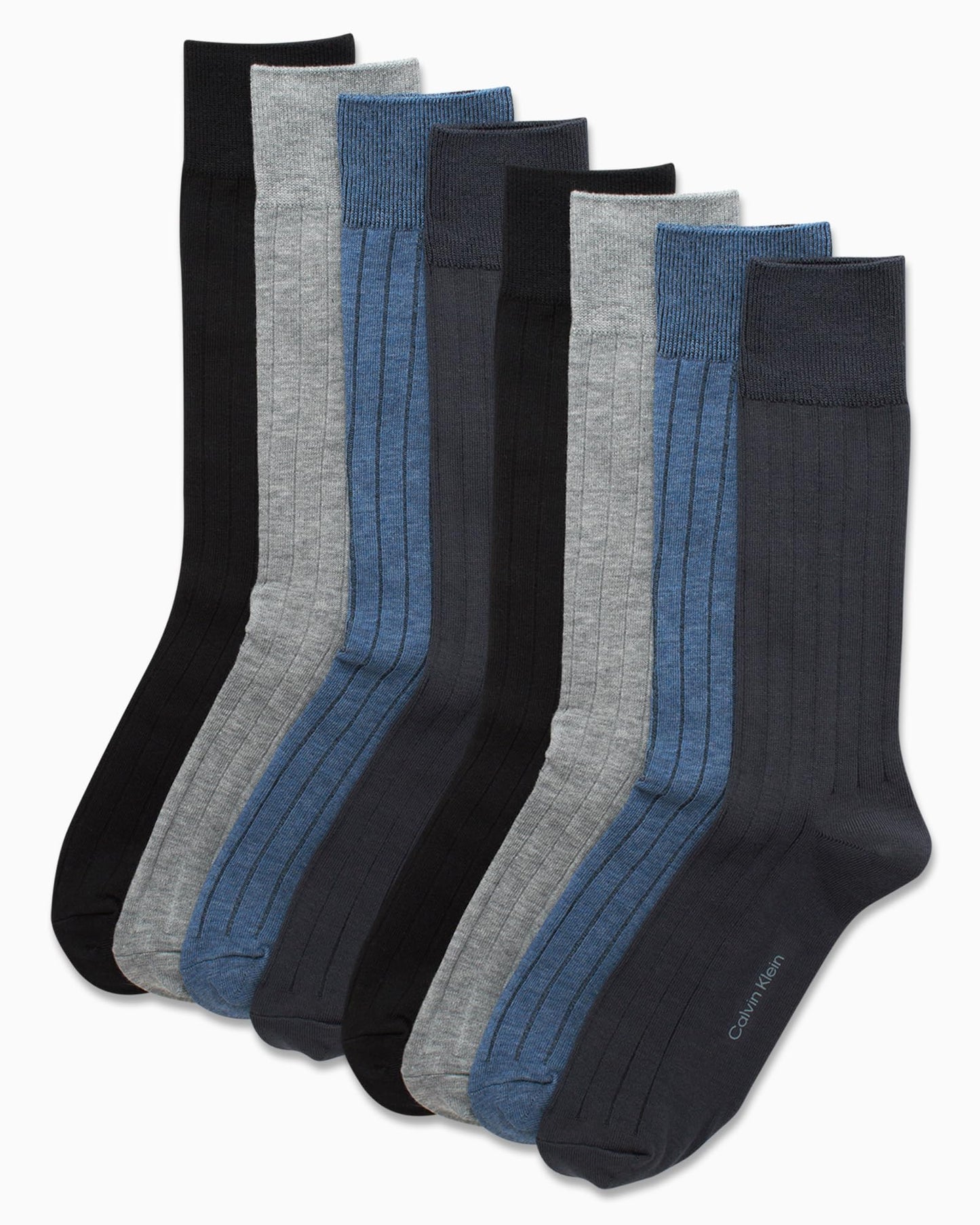 Calvin Klein Men's Dress Socks - Lightweight Cotton Blend Crew Socks (8 Pairs)