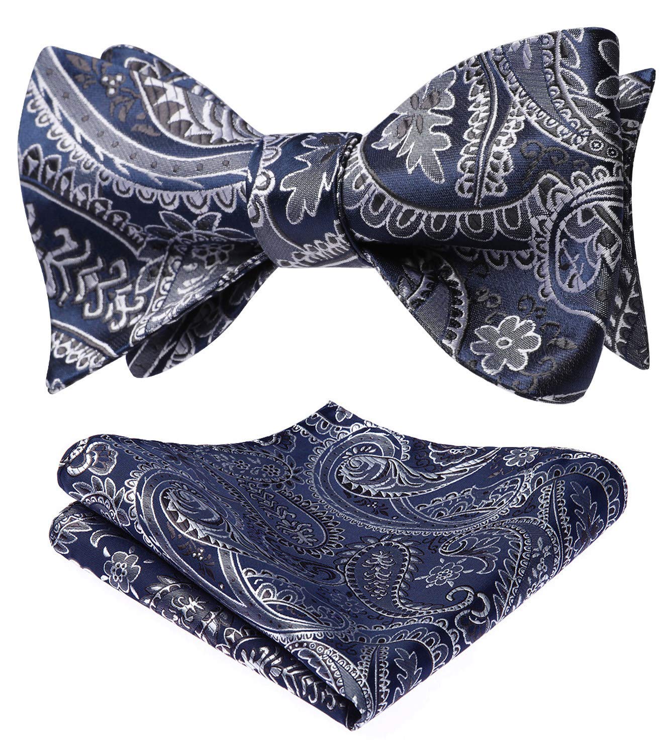 HISDERN Bow Ties for Men Paisley Bowties Mens Self Tie Bow Tie and Pocket Square Set Formal Tuxedo Wedding Bowtie