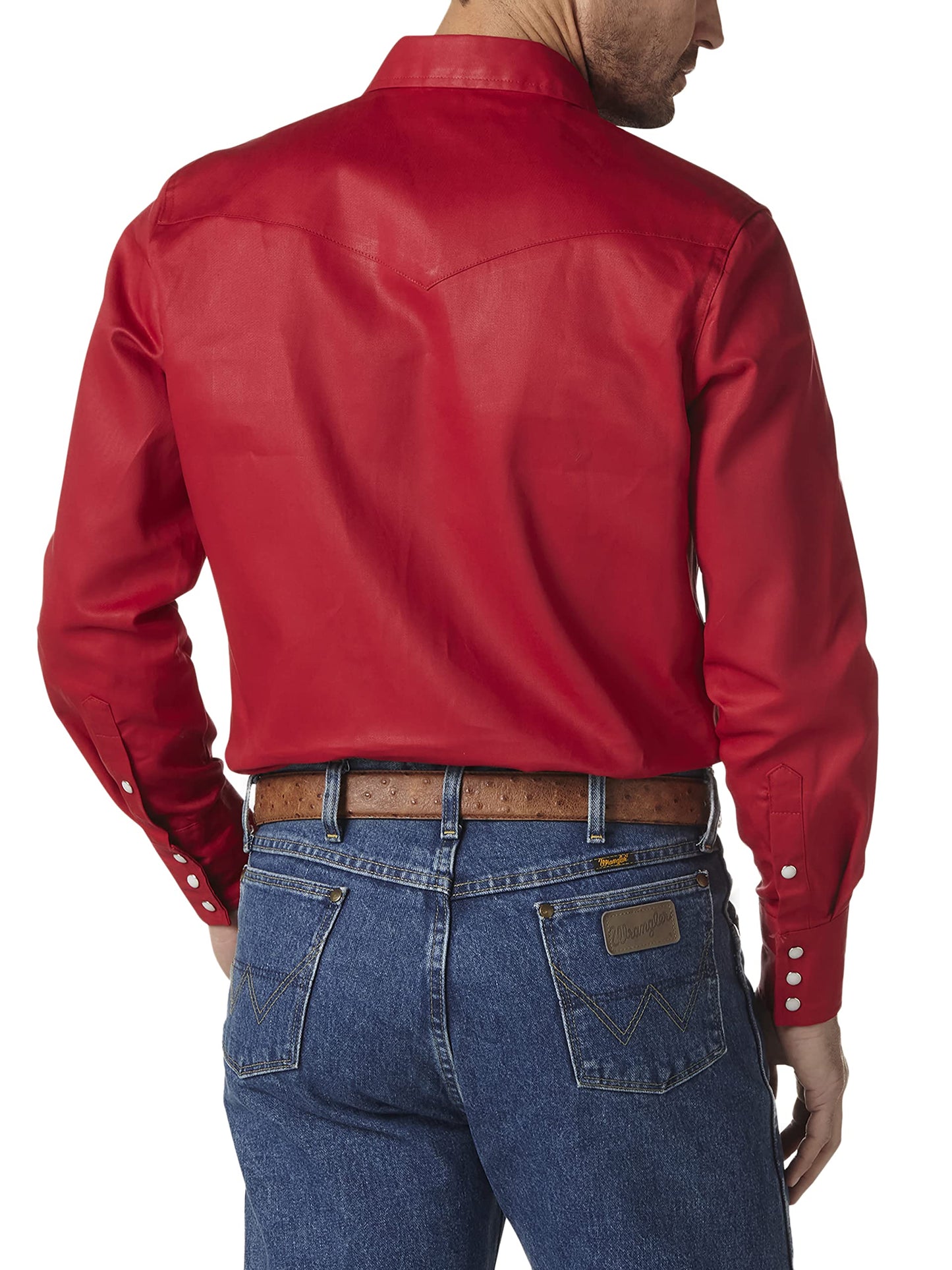 Wrangler Mens Cowboy Cut Firm Finish Long Sleeve Western Snap Solid Work Shirt