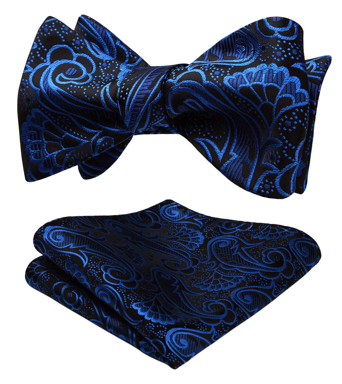 HISDERN Bow Ties for Men Paisley Bowties Mens Self Tie Bow Tie and Pocket Square Set Formal Tuxedo Wedding Bowtie