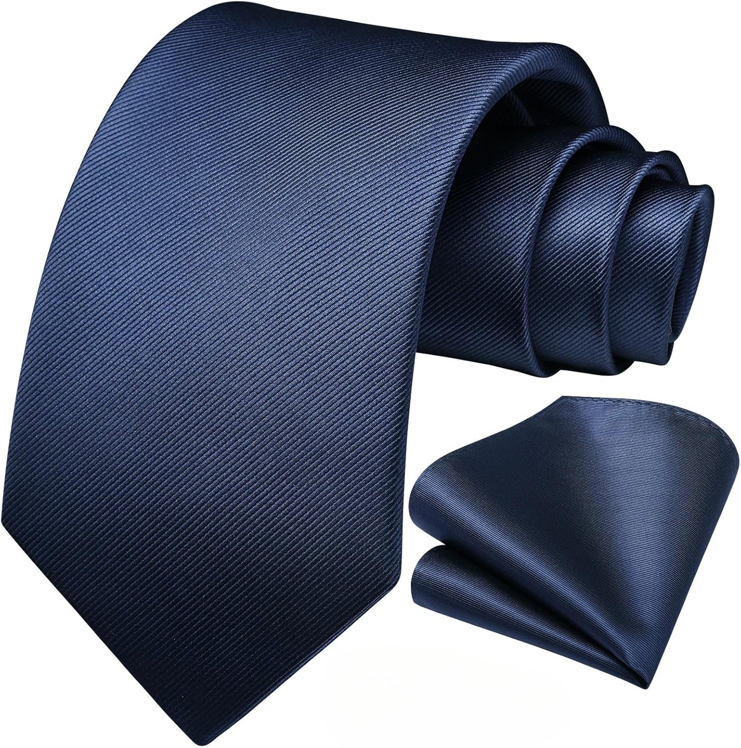 HISDERN Mens Ties Solid Color Ties for Men Formal Necktie with Pocket Square Set Satin Silk Neck Tie Handkerchiefs Set