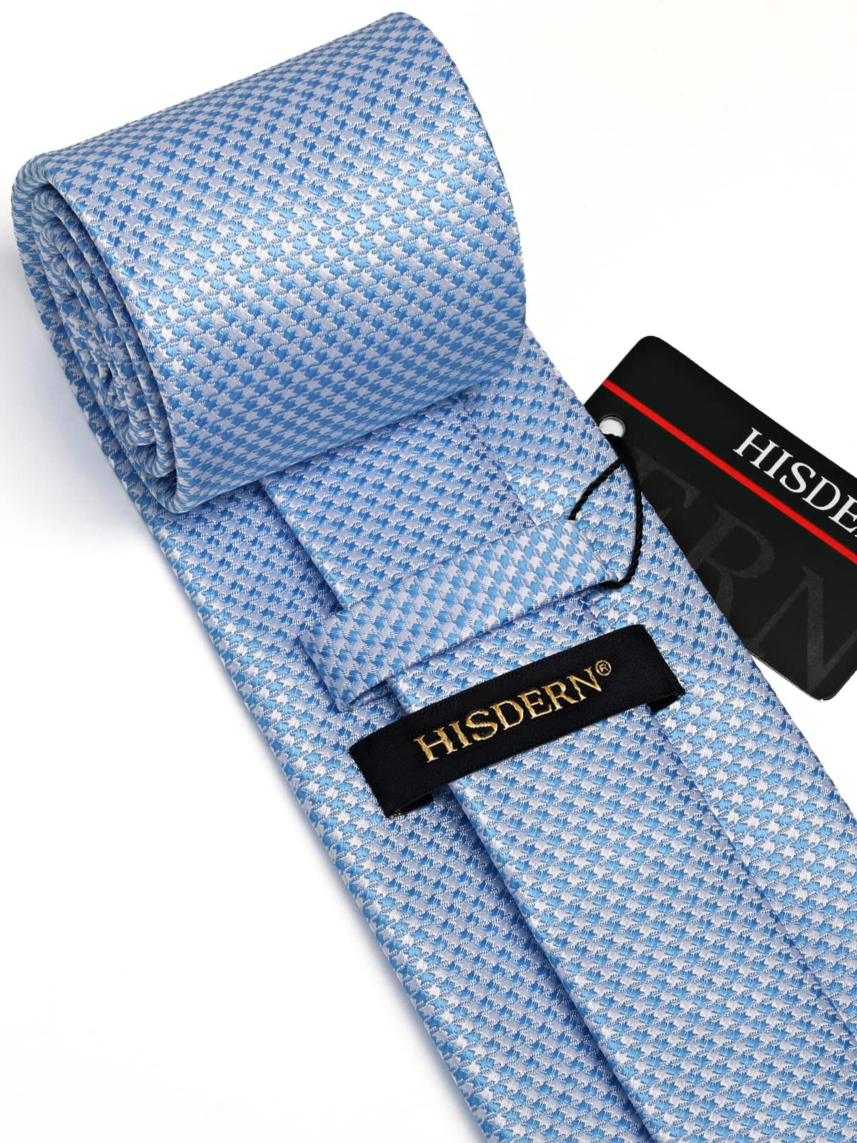 HISDERN Mens Ties Set Stripe Plaid Ties for Men and Pocket Square Cufflinks Formal Silk Necktie Wedding Business