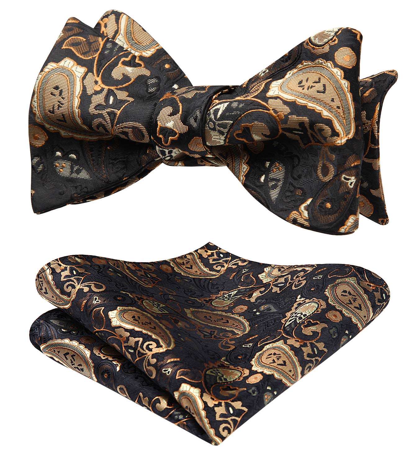 HISDERN Bow Ties for Men Paisley Bowties Mens Self Tie Bow Tie and Pocket Square Set Formal Tuxedo Wedding Bowtie