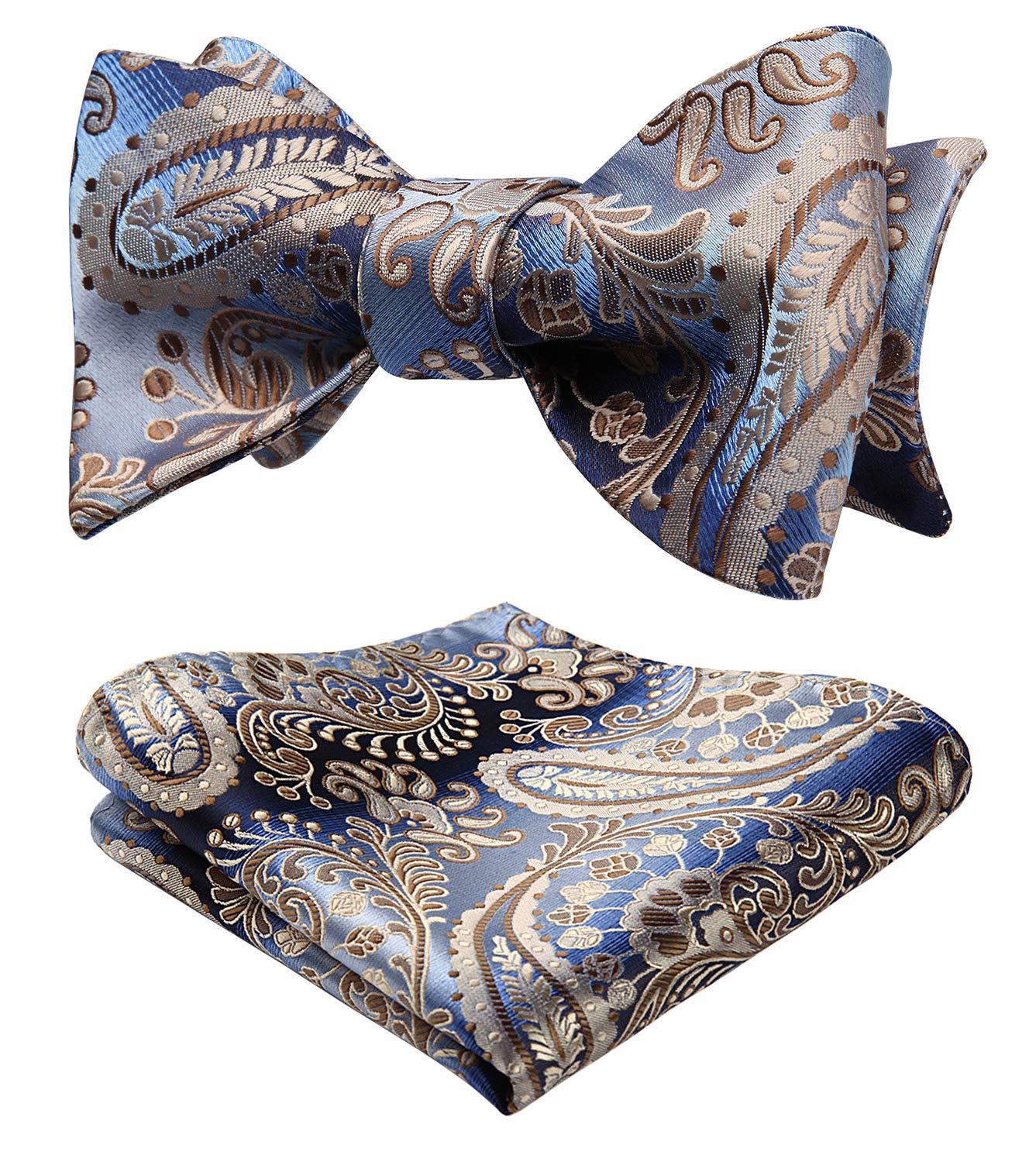 HISDERN Bow Ties for Men Paisley Bowties Mens Self Tie Bow Tie and Pocket Square Set Formal Tuxedo Wedding Bowtie