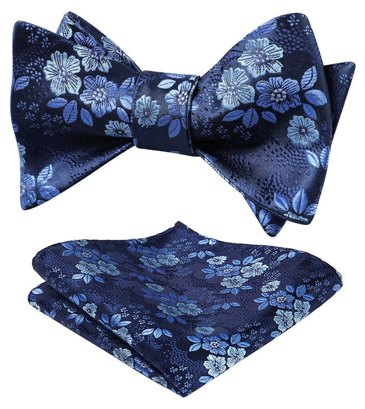 HISDERN Bow Ties for Men Floral Bowties Mens Self Tie Bow Tie Handkerchief Jacquard Woven Bowtie Pocket Square Set