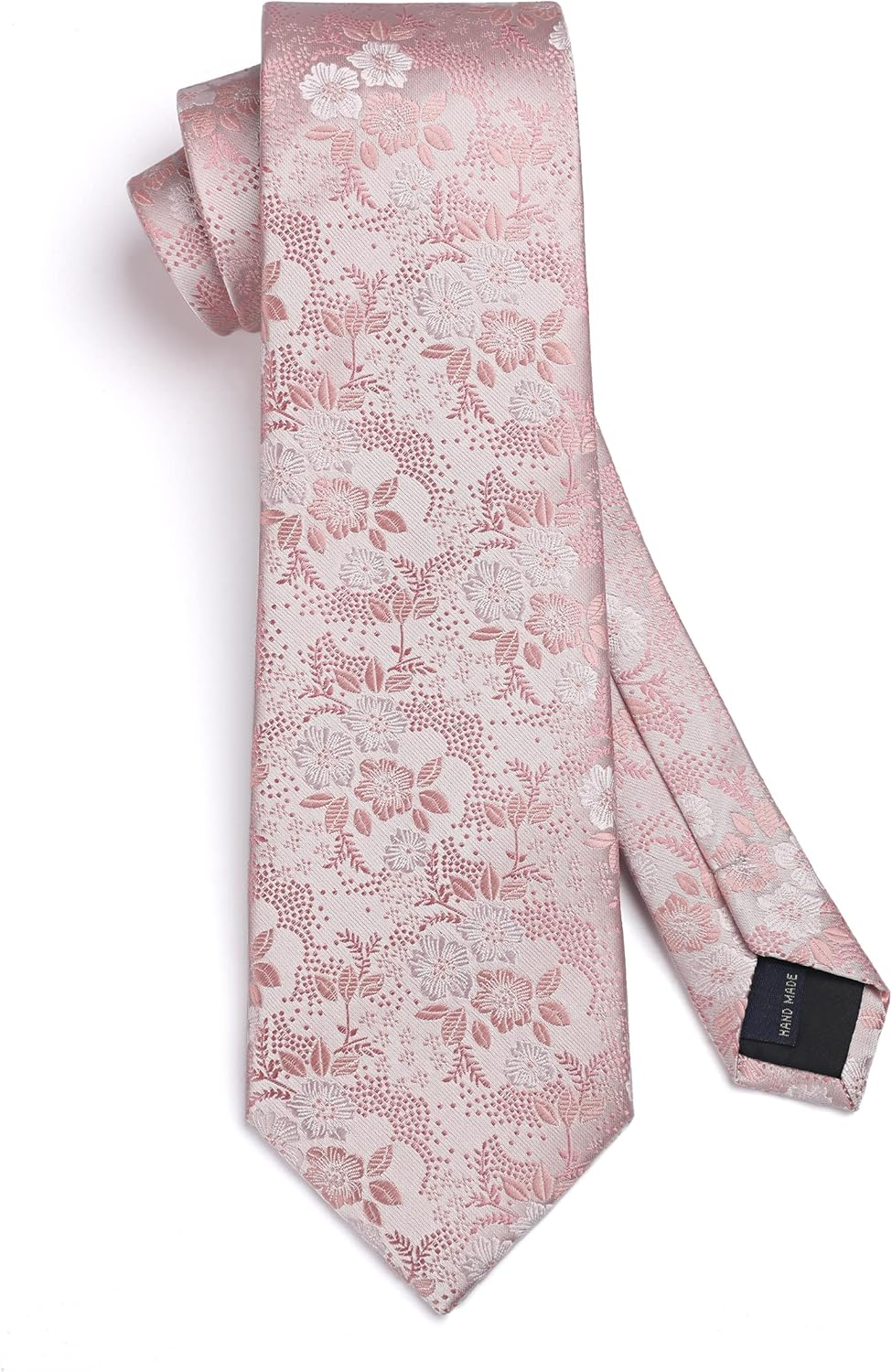 Men Floral Ties Woven Classic 3.4" NeckTie Set Formal Tie Pocket Square for Wedding with Handkerchief