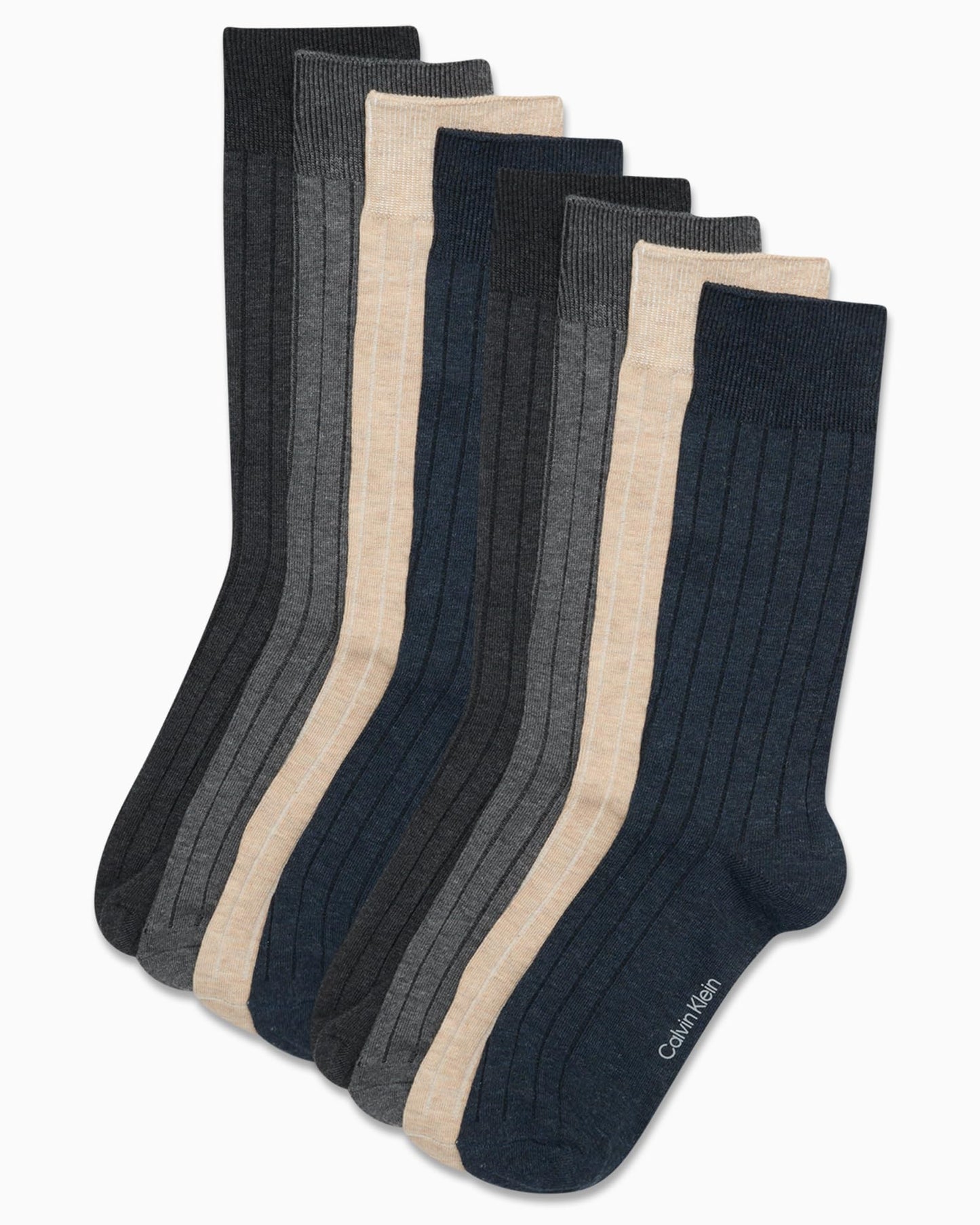 Calvin Klein Men's Dress Socks - Lightweight Cotton Blend Crew Socks (8 Pairs)