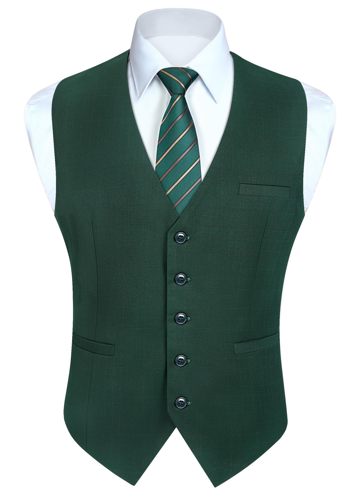 HISDERN Men's Suit Vest Business Plaid Formal Dress Waistcoat Slim Fit Vests for Men with 3 Pocket for Suit or Tuxedo