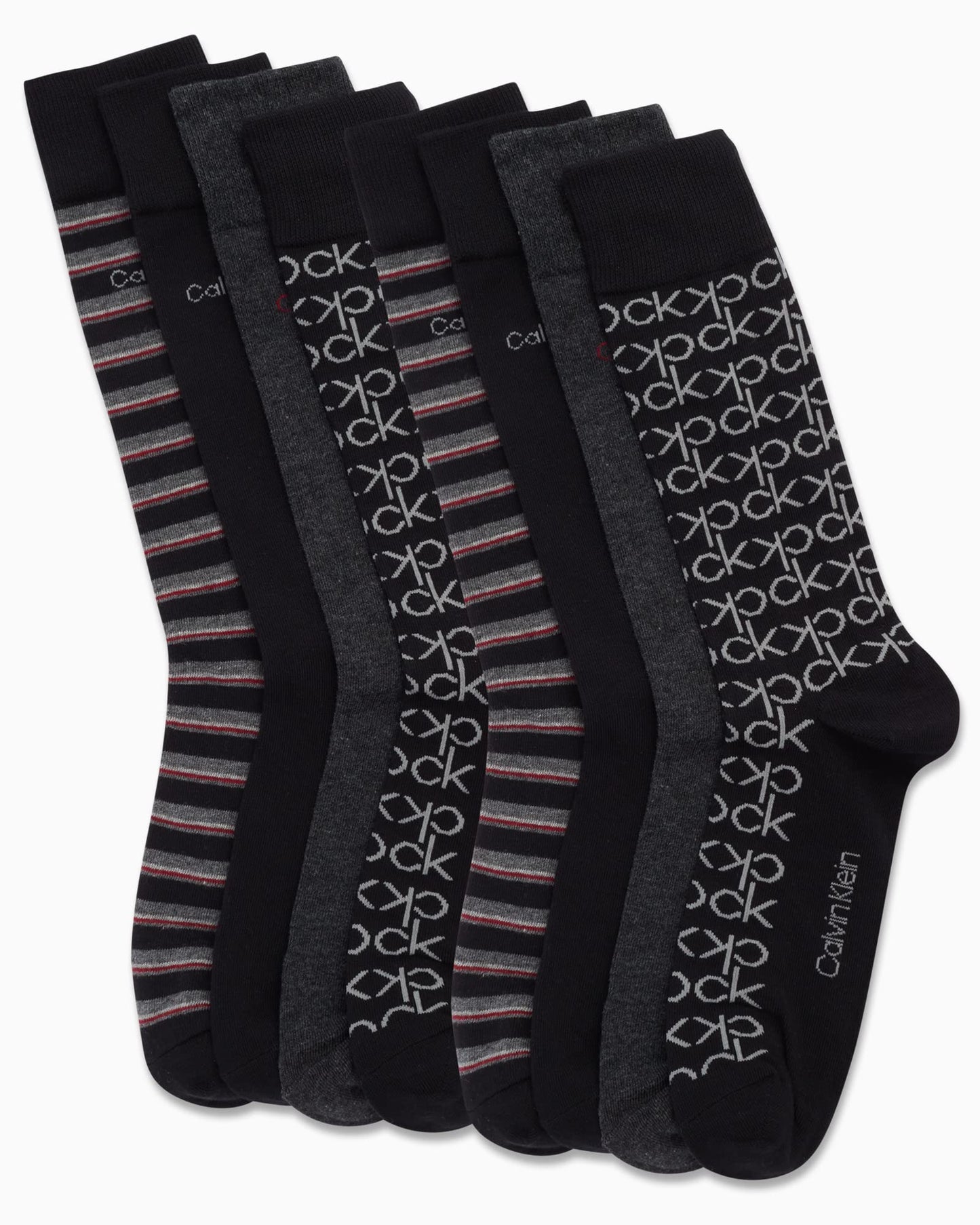 Calvin Klein Men's Dress Socks - Lightweight Cotton Blend Crew Socks (8 Pairs)