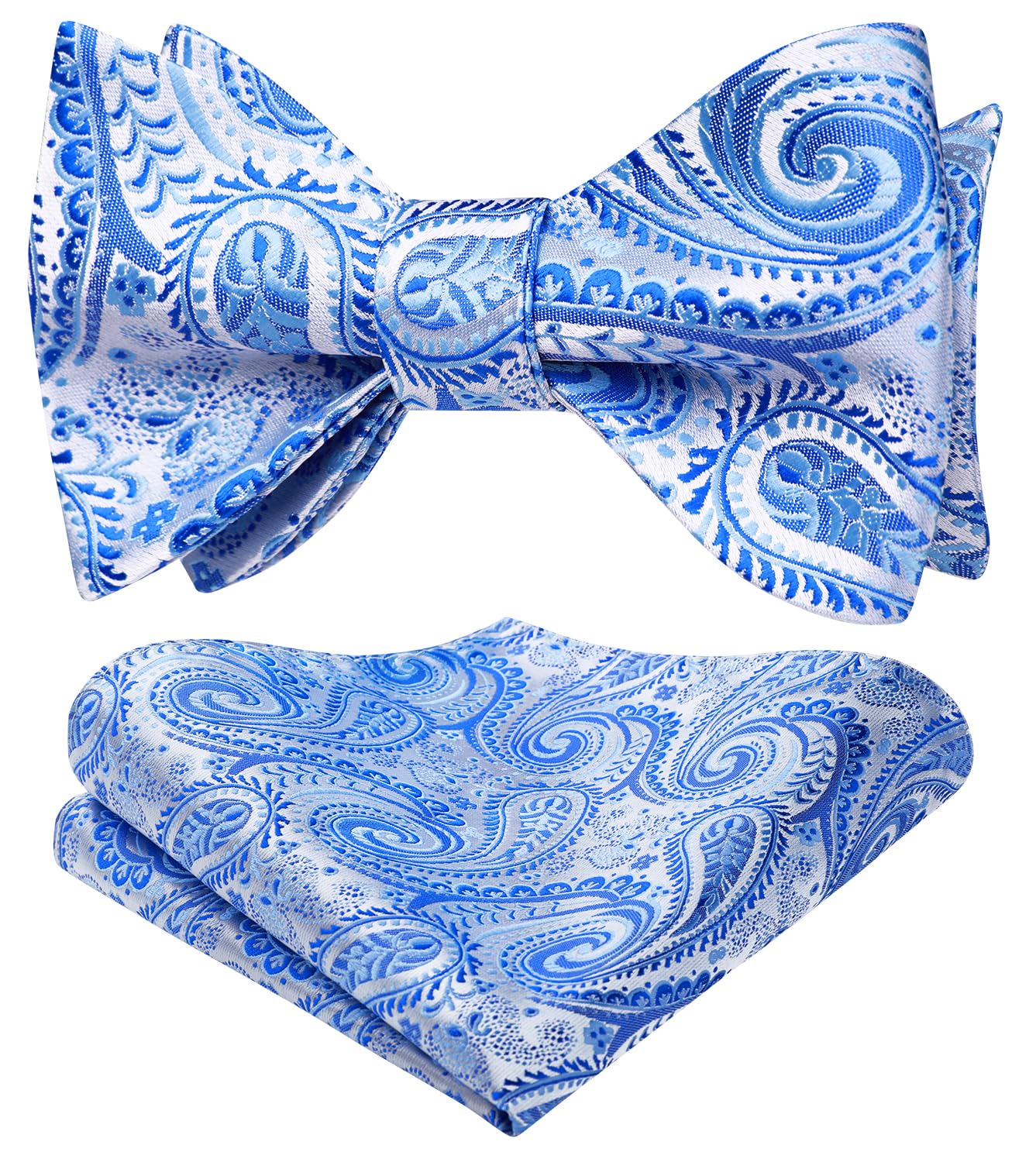 HISDERN Bow Ties for Men Paisley Bowties Mens Self Tie Bow Tie and Pocket Square Set Formal Tuxedo Wedding Bowtie