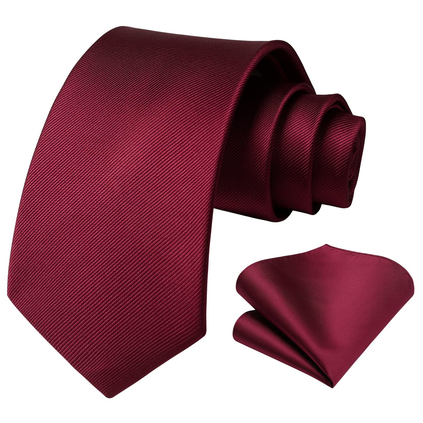 HISDERN Mens Ties Solid Color Ties for Men Formal Necktie with Pocket Square Set Satin Silk Neck Tie Handkerchiefs Set