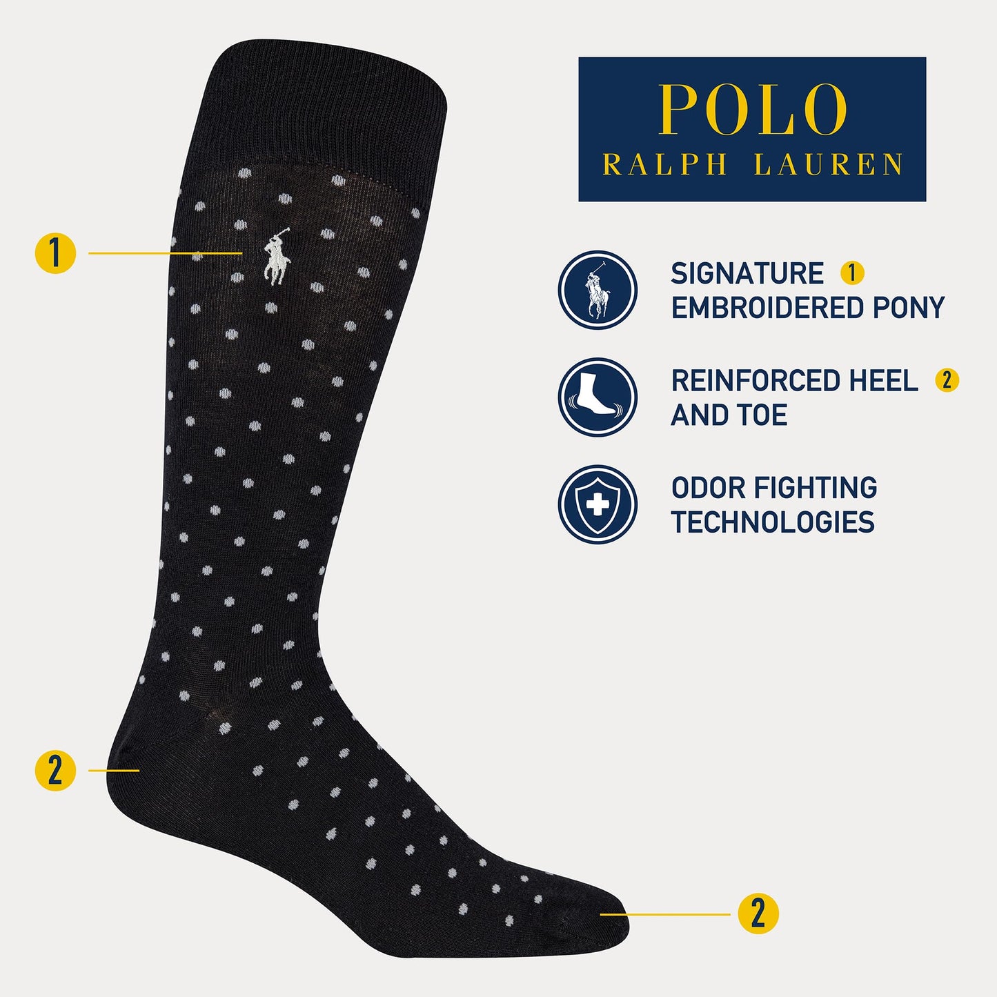 POLO RALPH LAUREN mens Argyle Pattern Dress Crew Socks - 3 Pair Pack - Soft Lightweight Cotton Comfort