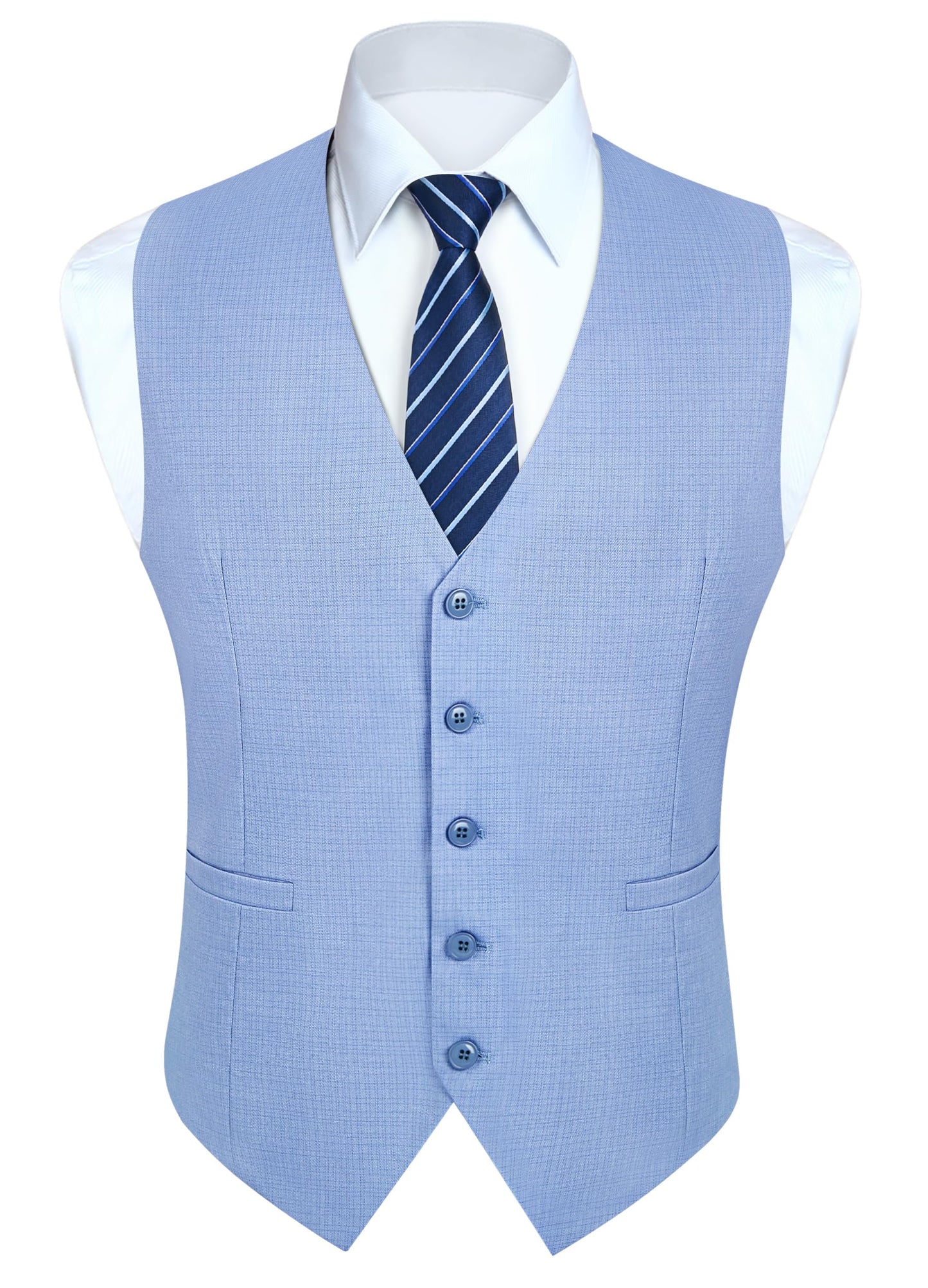 HISDERN Men's Suit Vest Business Plaid Formal Dress Waistcoat Slim Fit Vests for Men with 3 Pocket for Suit or Tuxedo