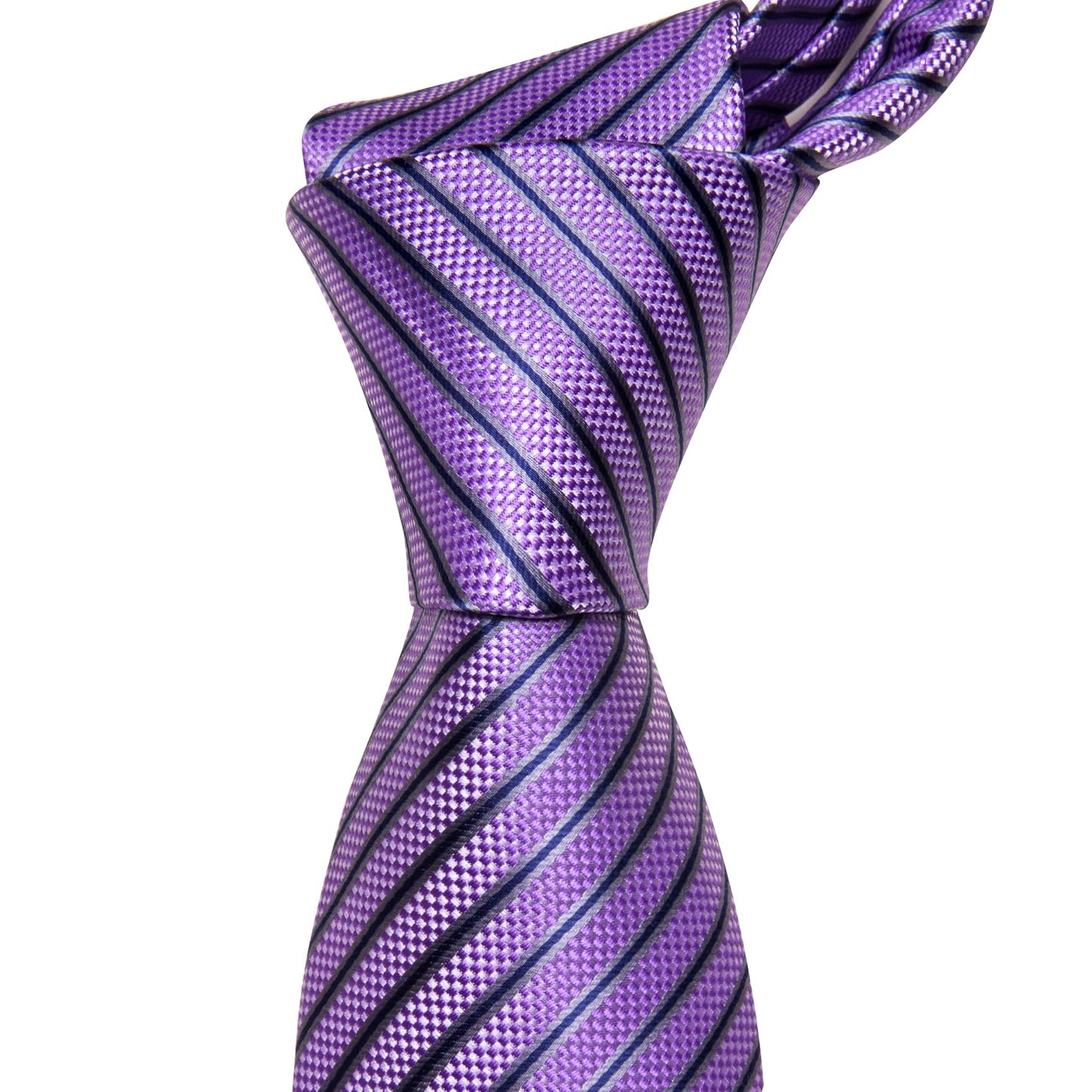 Barry.Wang Stripe Men Ties Set Classic WOVEN Necktie with Handkerchief Cufflinks Formal