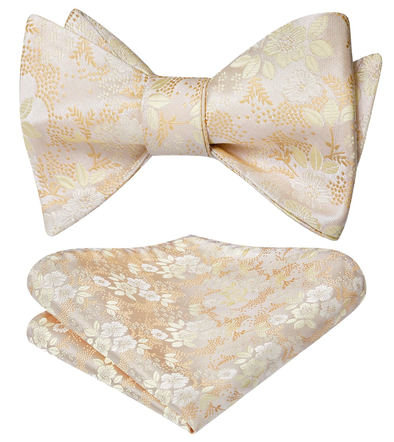 HISDERN Bow Ties for Men Floral Bowties Mens Self Tie Bow Tie Handkerchief Jacquard Woven Bowtie Pocket Square Set