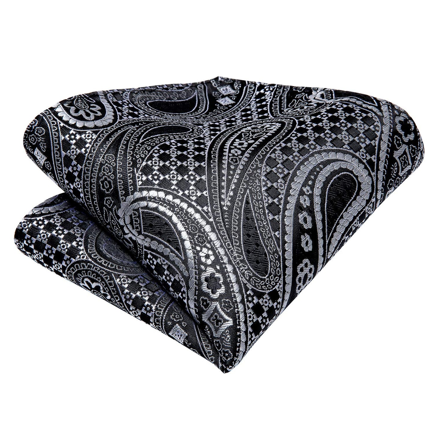 Hi-Tie Silk Paisley Ties for Men Necktie Pocket Square Cufflinks Set Foral Tie Sets Formal Business