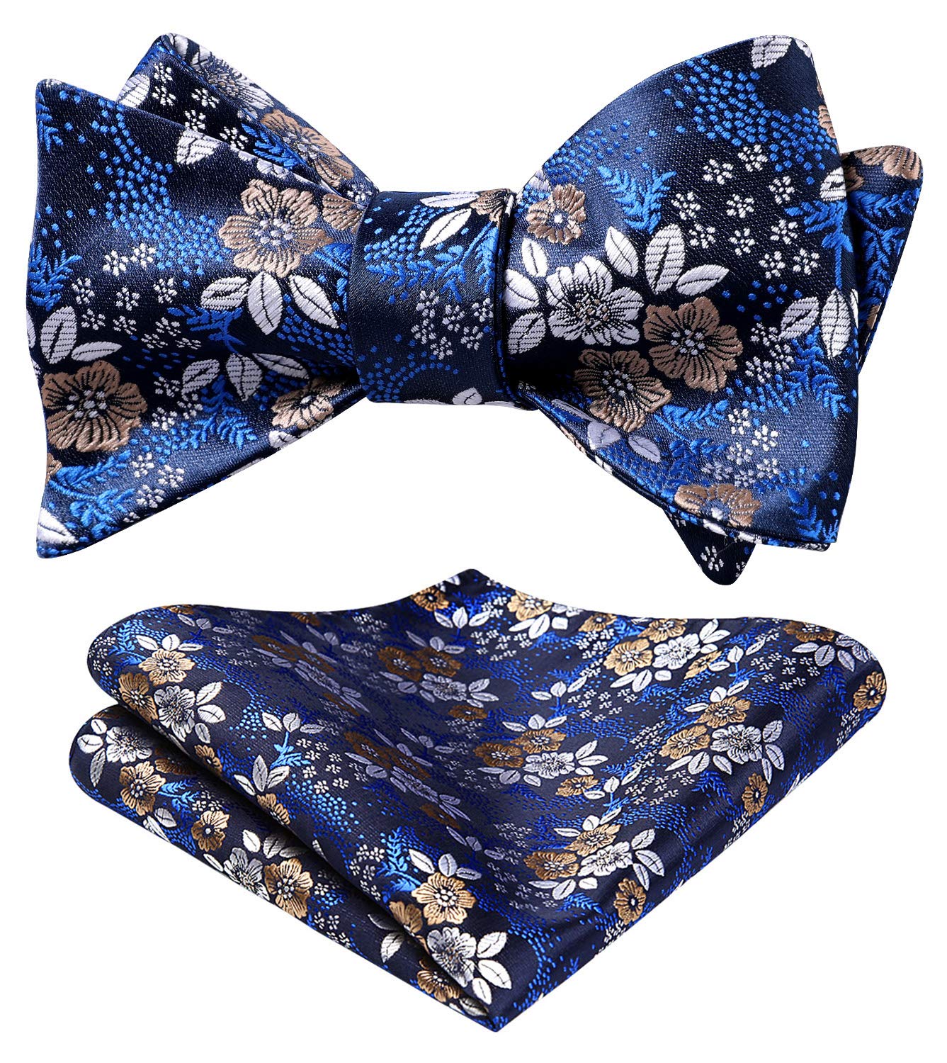 HISDERN Bow Ties for Men Floral Bowties Mens Self Tie Bow Tie Handkerchief Jacquard Woven Bowtie Pocket Square Set