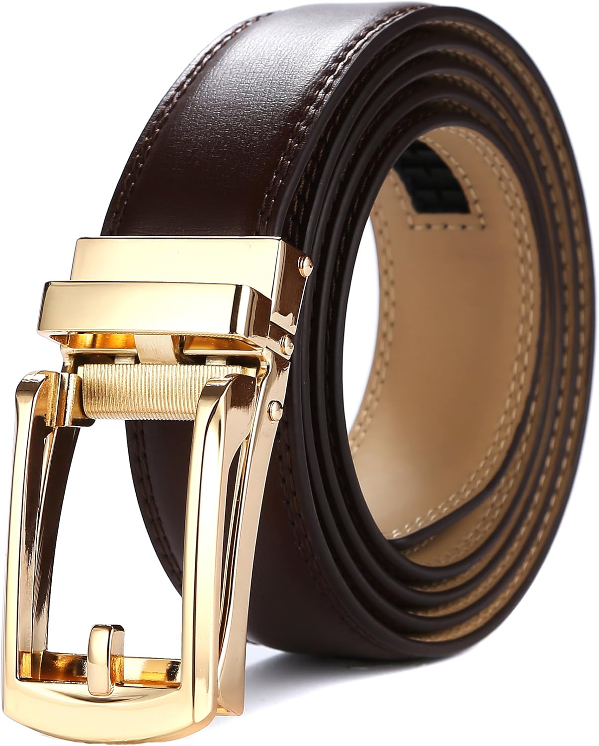 Mens Leather Ratchet Belts with Click Buckle Perfect Fit Dress Belt 30mm Wide