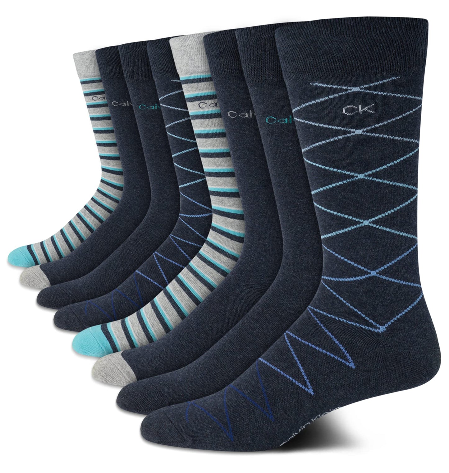 Calvin Klein Men's Dress Socks - Lightweight Cotton Blend Crew Socks (8 Pairs)