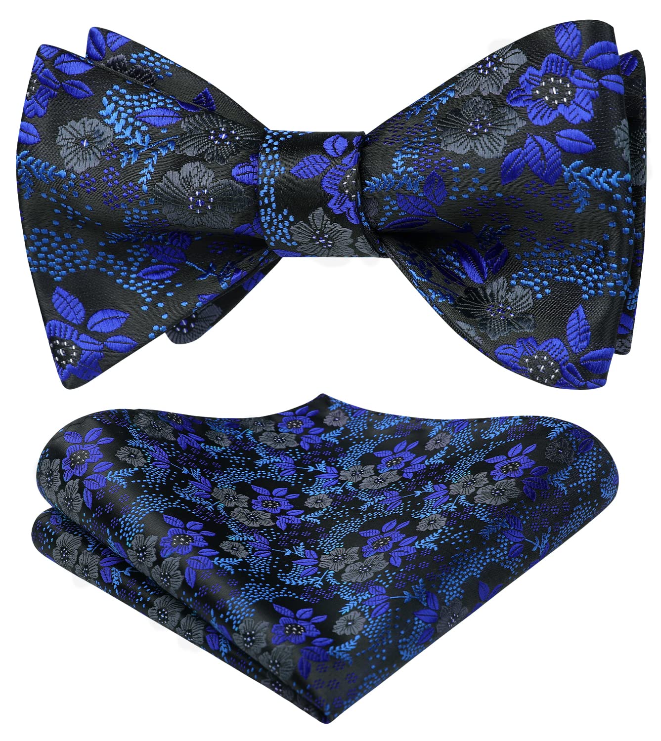 HISDERN Bow Ties for Men Floral Bowties Mens Self Tie Bow Tie Handkerchief Jacquard Woven Bowtie Pocket Square Set