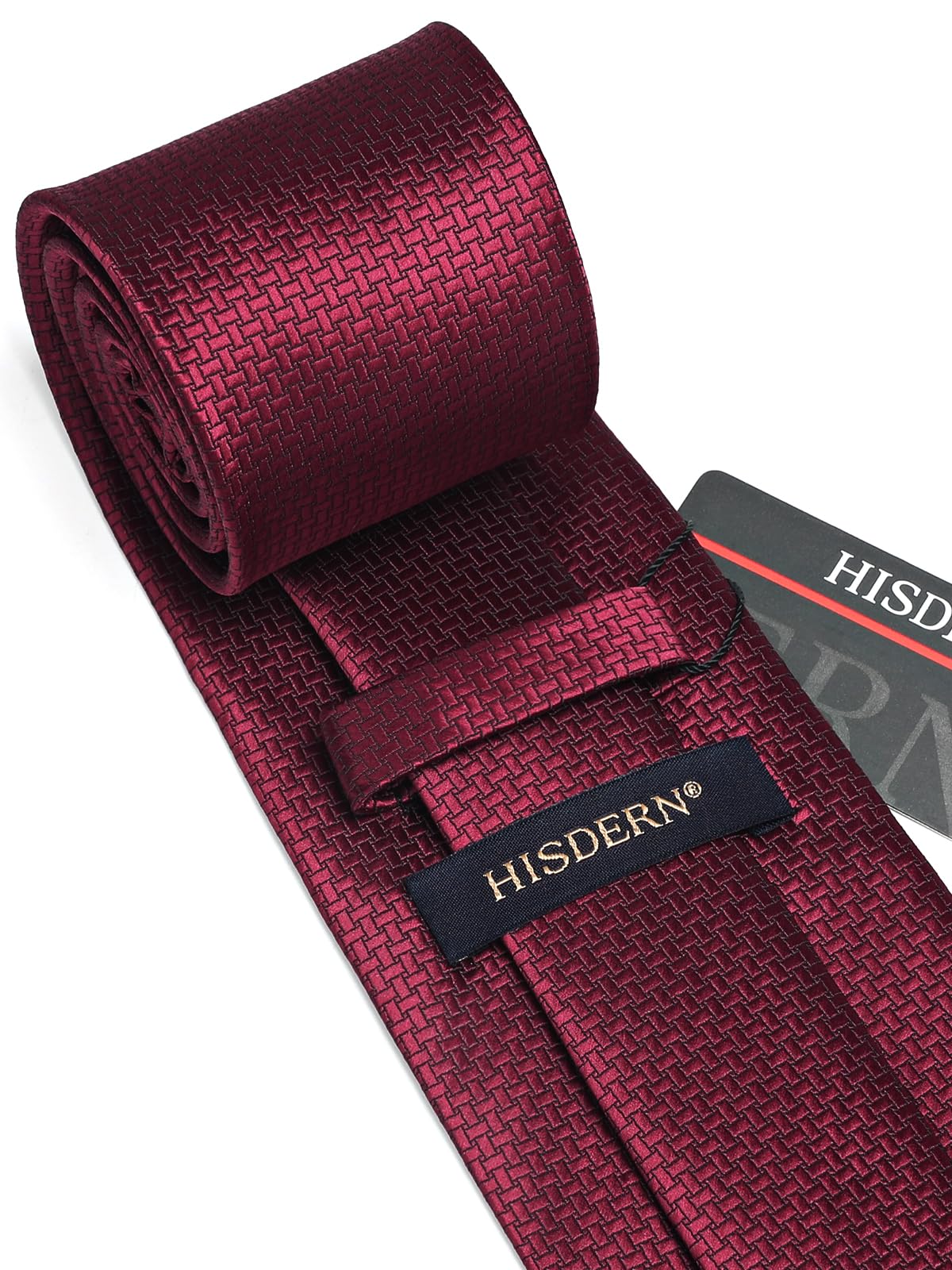 HISDERN Mens Ties Set Stripe Plaid Ties for Men and Pocket Square Cufflinks Formal Silk Necktie Wedding Business