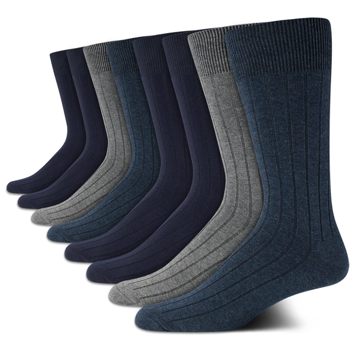 Calvin Klein Men's Dress Socks - Lightweight Cotton Blend Crew Socks (8 Pairs)